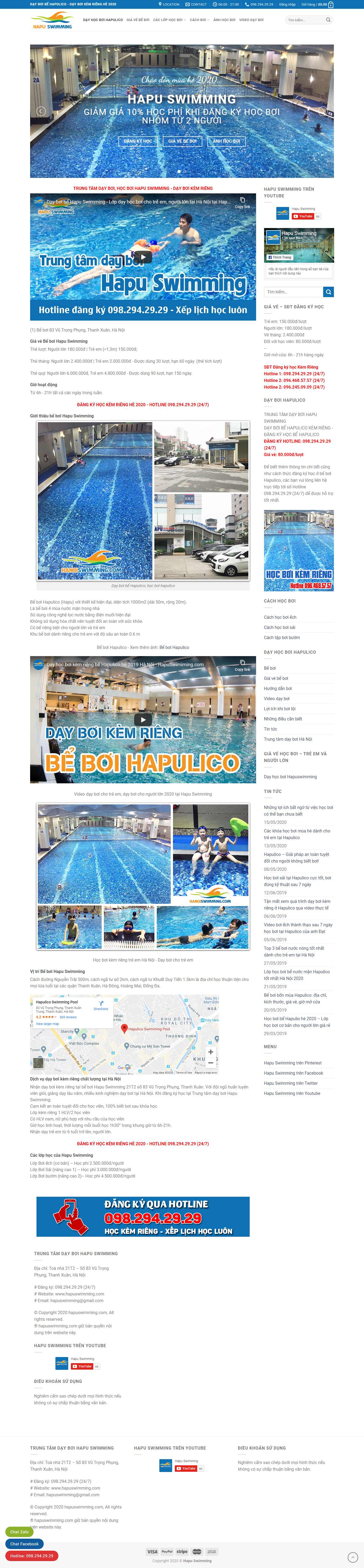 Thiết kế Web bể bơi hapuswimming.com