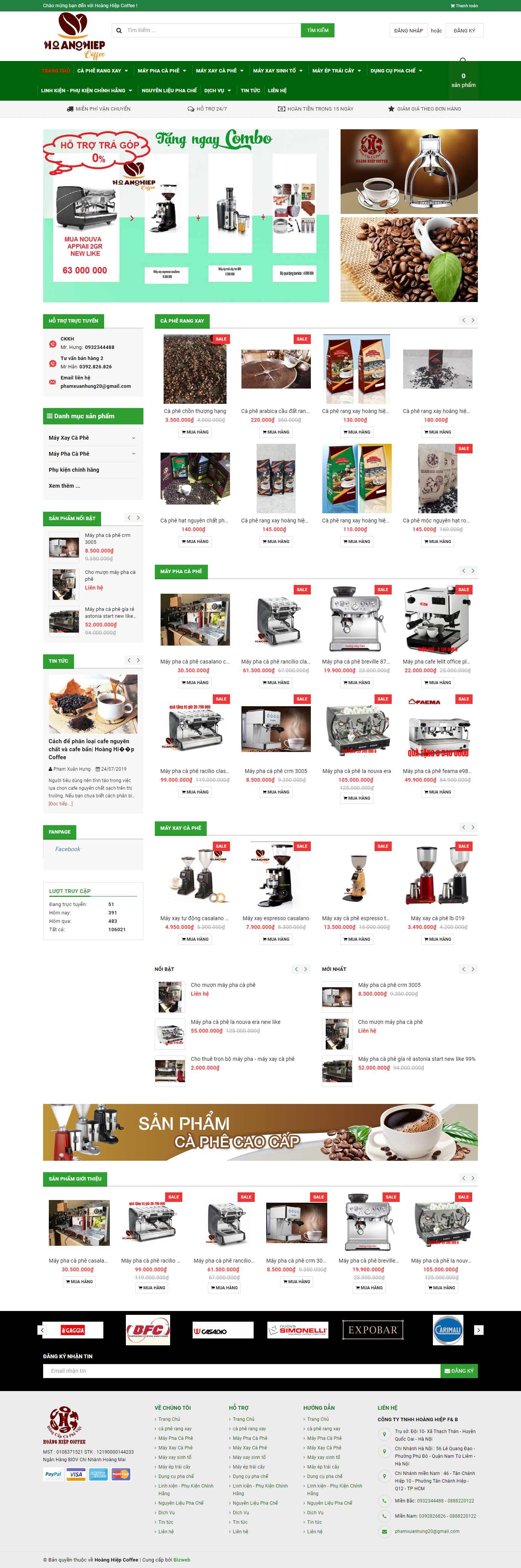 Thiết kế Web quán cà fe hoanghiepcoffee.com