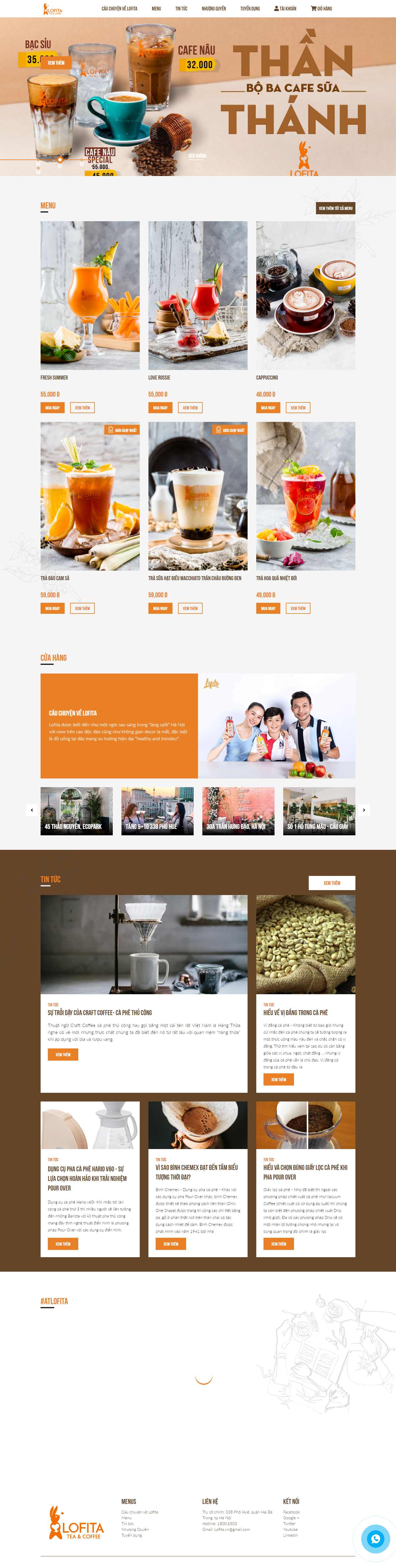 Thiết kế Web quán cà fe lofita.vn