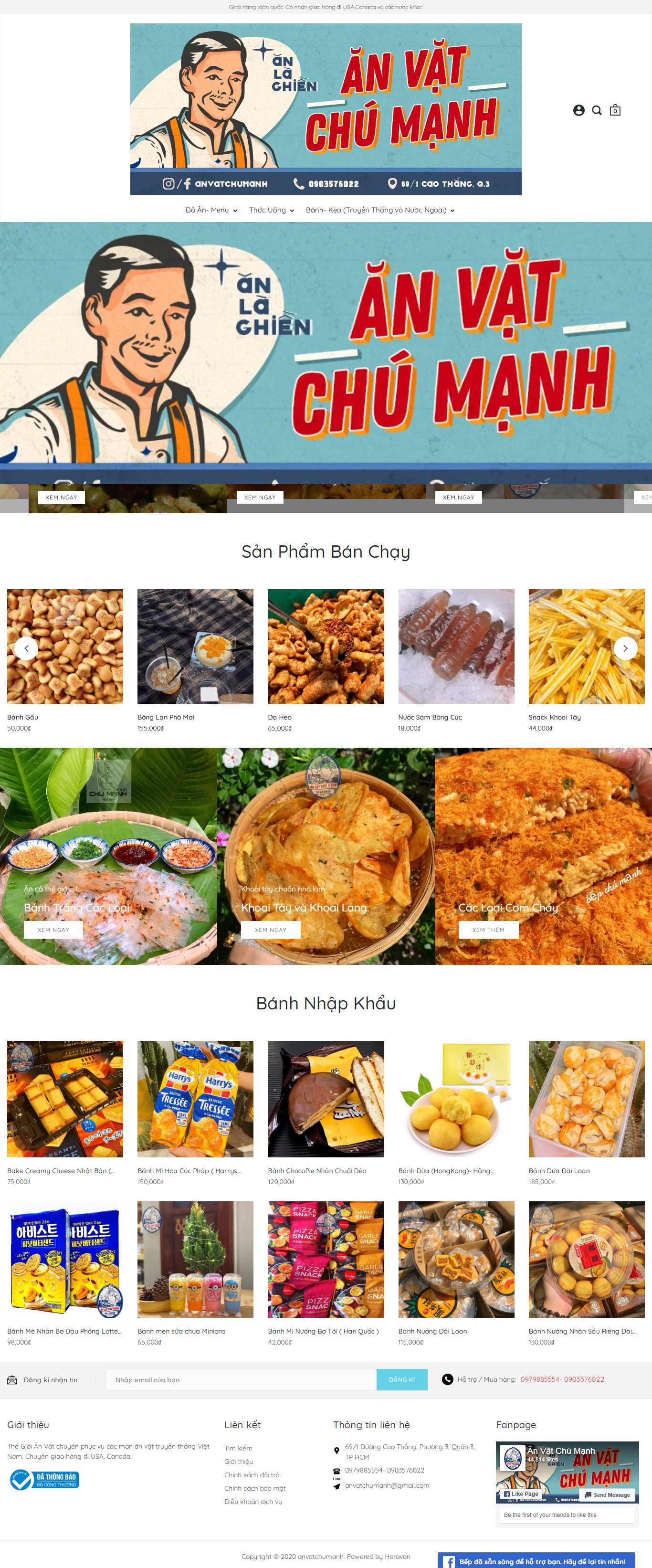 Thiết kế Web bán đồ ăn vặt anvatchumanh.com