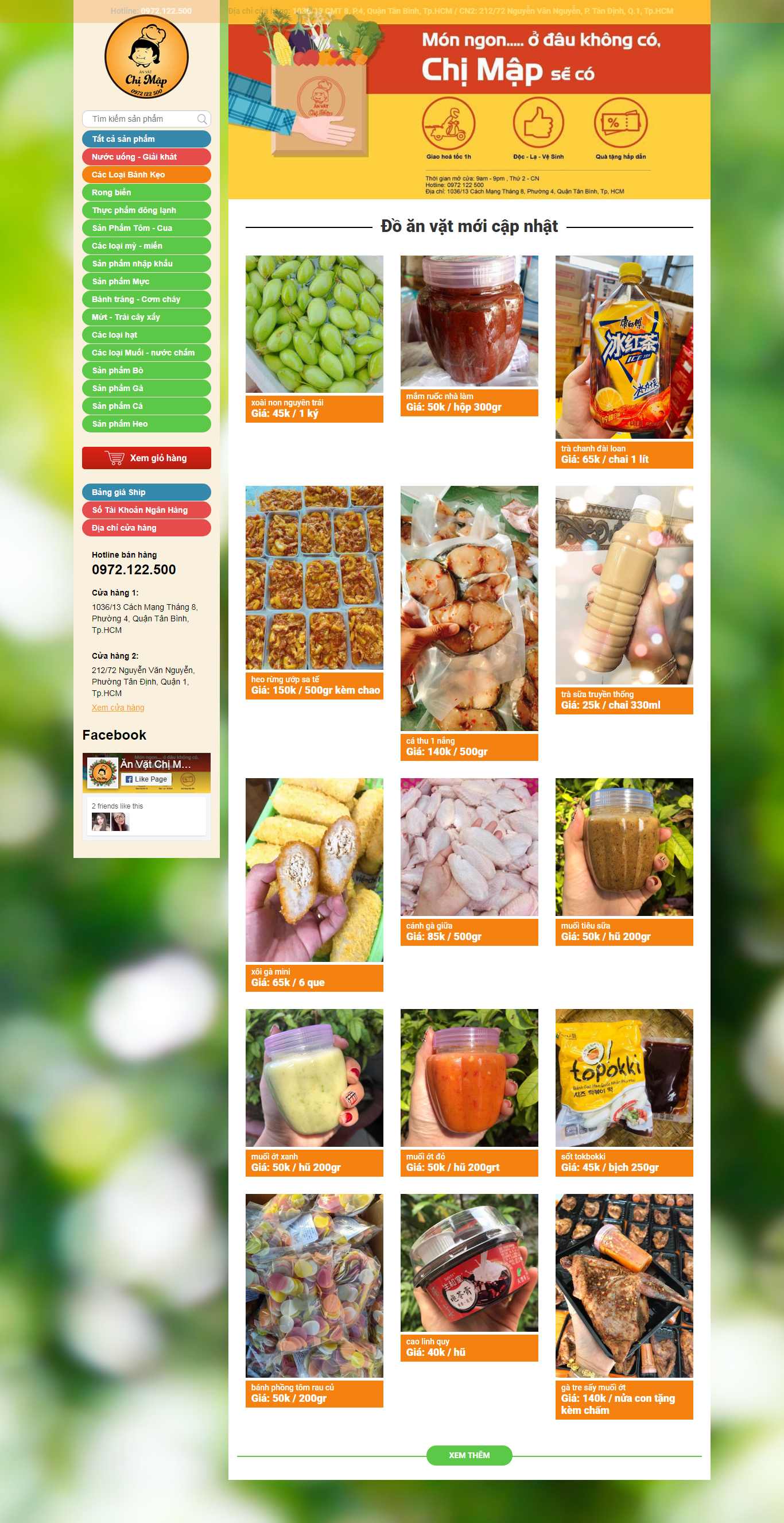 Thiết kế Web bán đồ ăn vặt anvatchimap.com