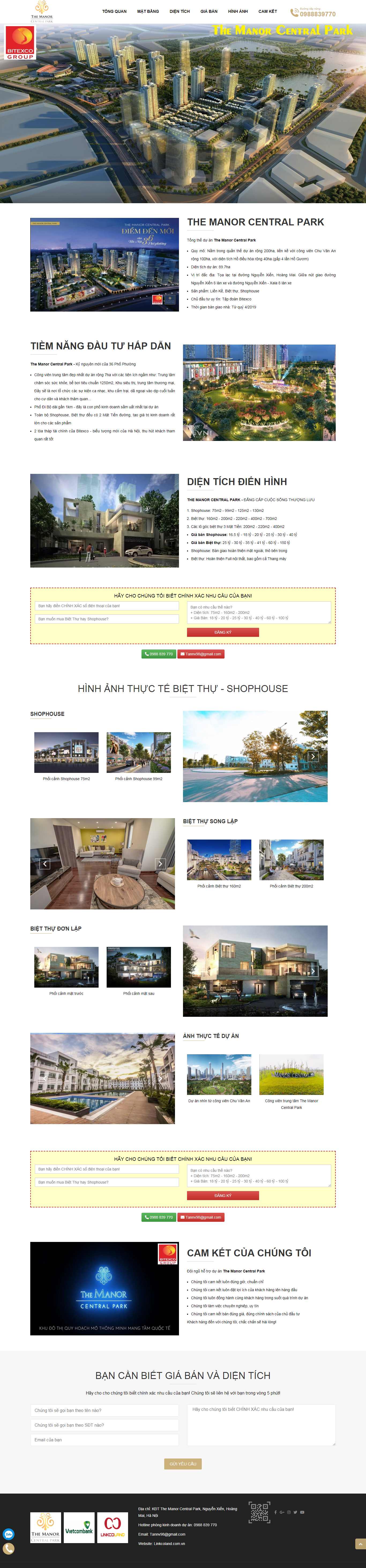 Thiết kế Web landing page themanorcentralparks-bitexco.com.vn