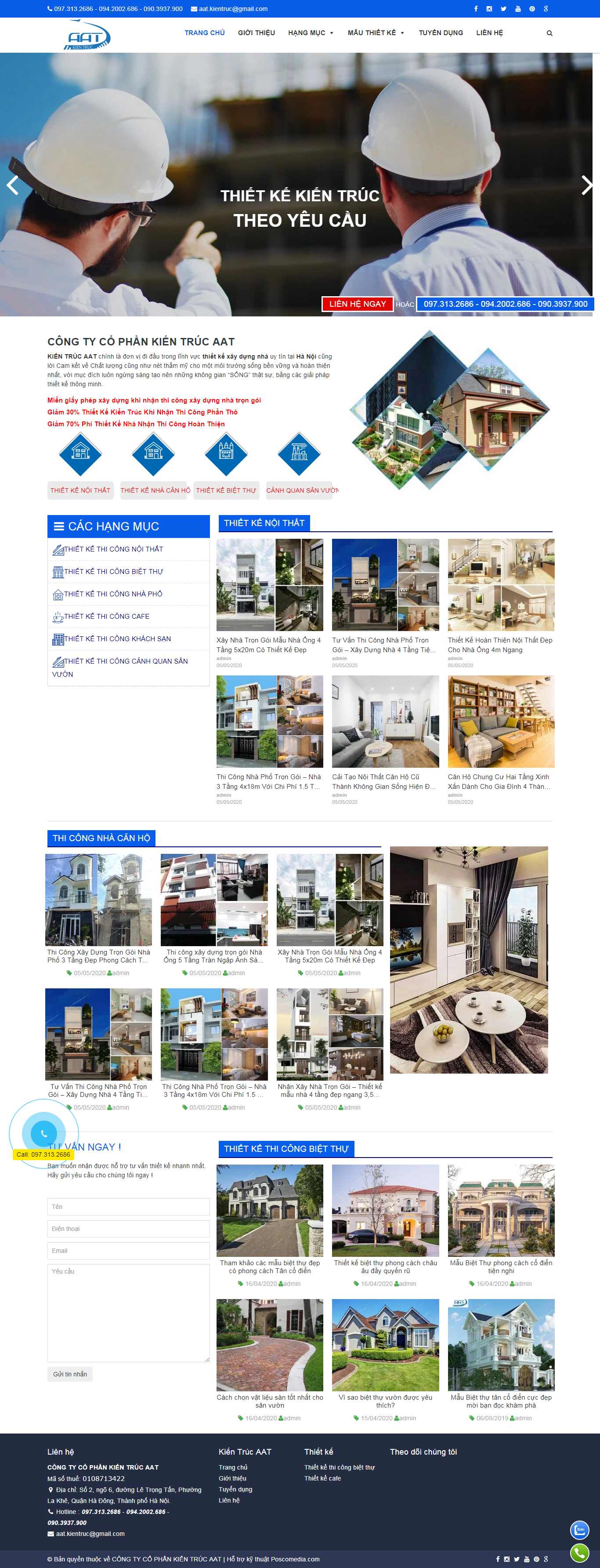 Thiết kế Web sửa nhà trọn gói kientrucaat.com