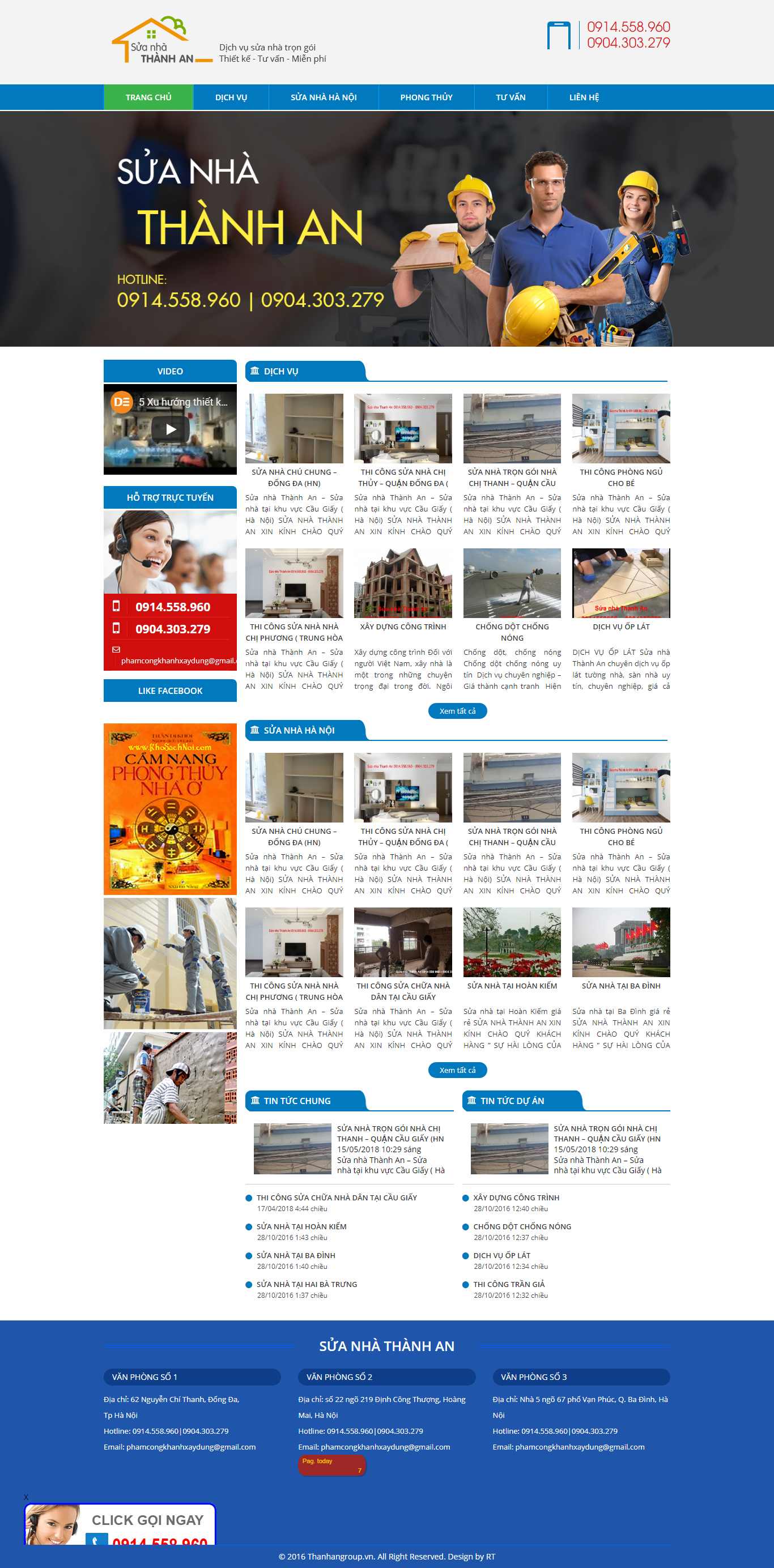 Thiết kế Web sửa nhà trọn gói thanhangroup.net