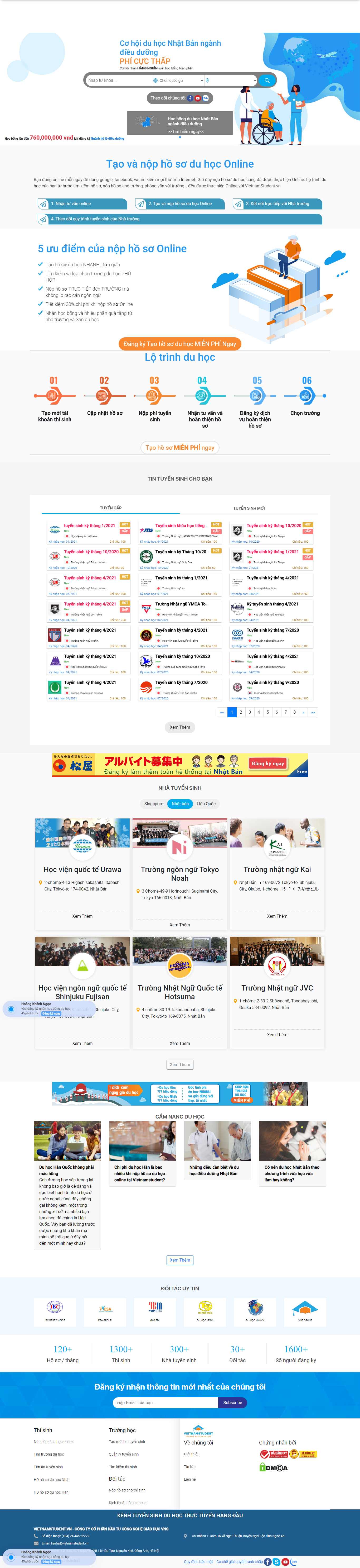 Thiết kế Web du học nhật bản vietnamstudent.vn