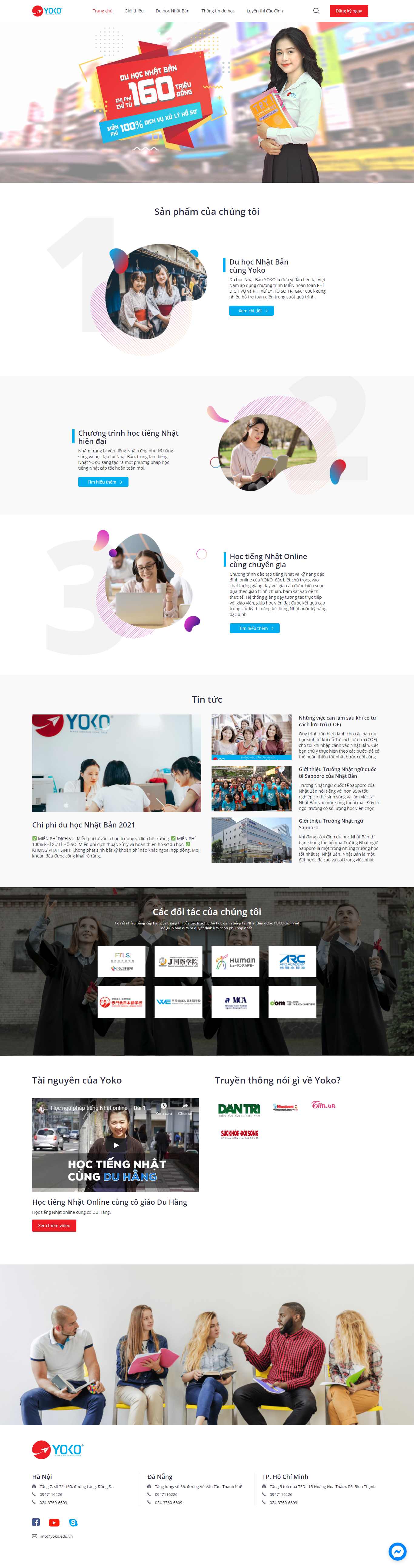 Thiết kế Web du học nhật bản yoko.edu.vn