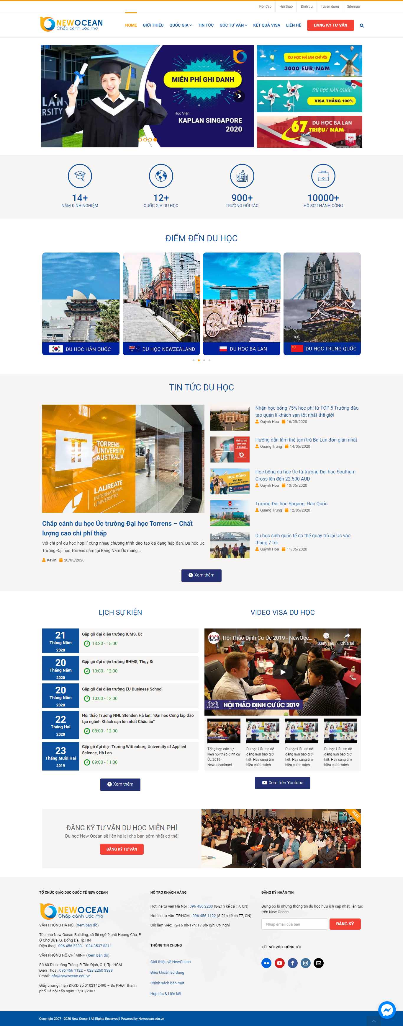 Thiết kế Web du học anh newocean.edu.vn