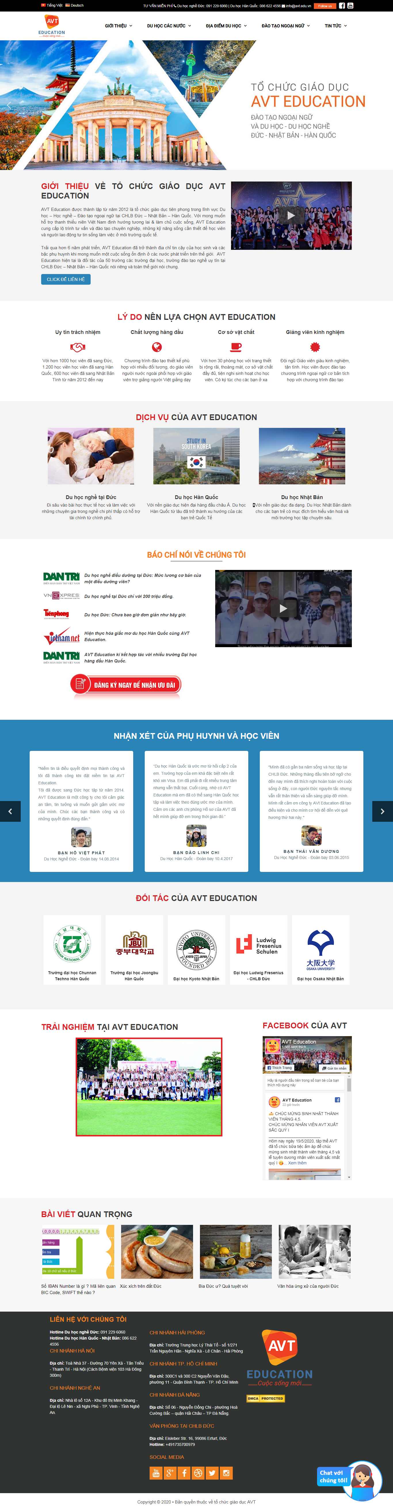 Thiết kế Web du học hàn quốc avt.edu.vn