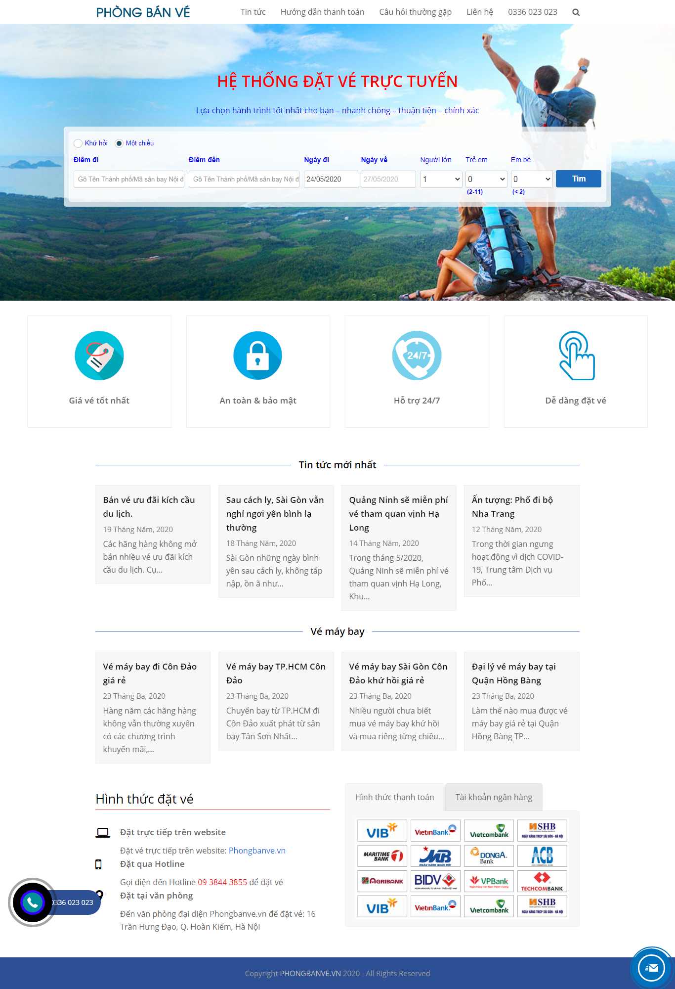 Thiết kế Web vé máy bay giá rẻ phongbanve.vn