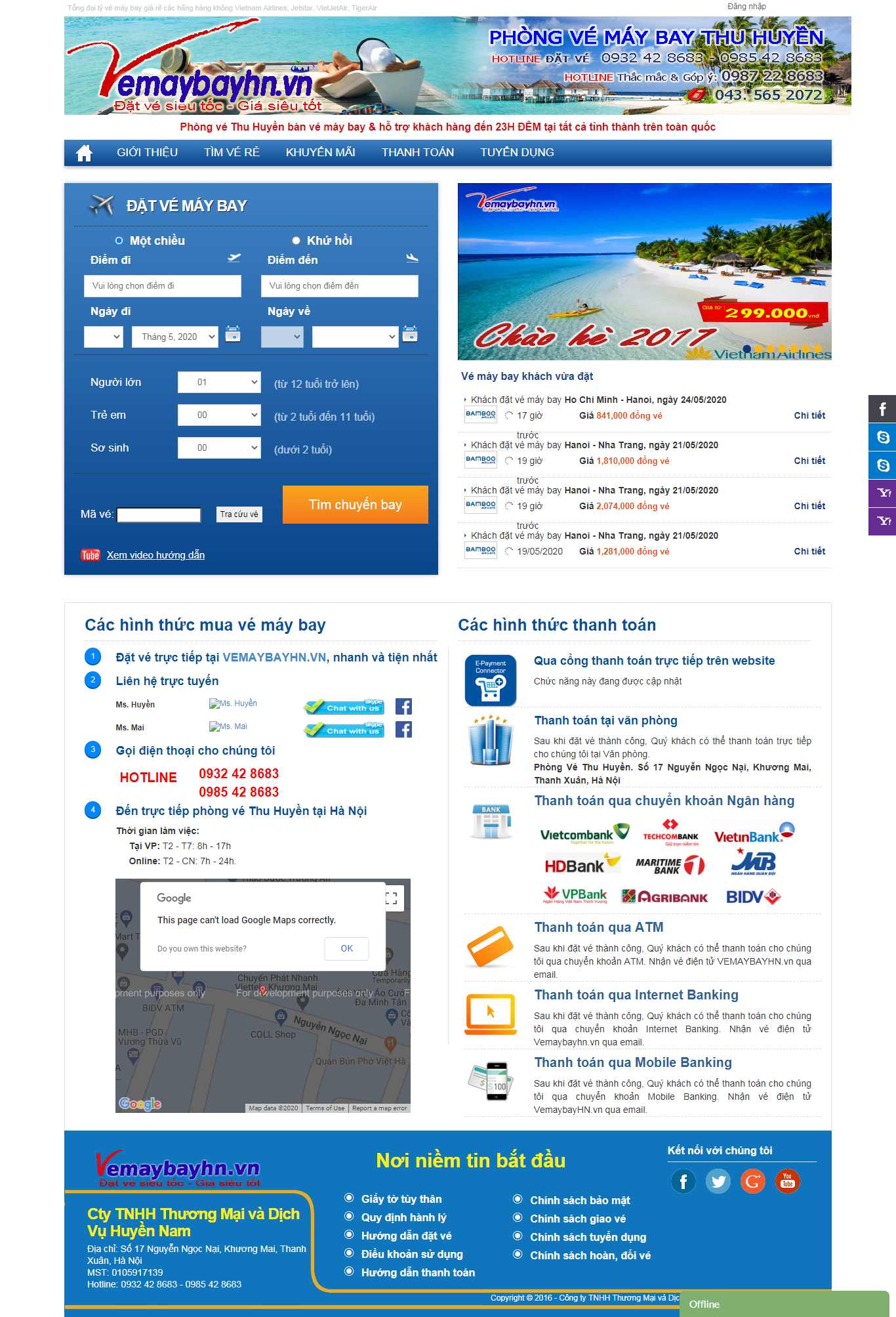 Thiết kế Web vé máy bay giá rẻ vemaybayhn.vn