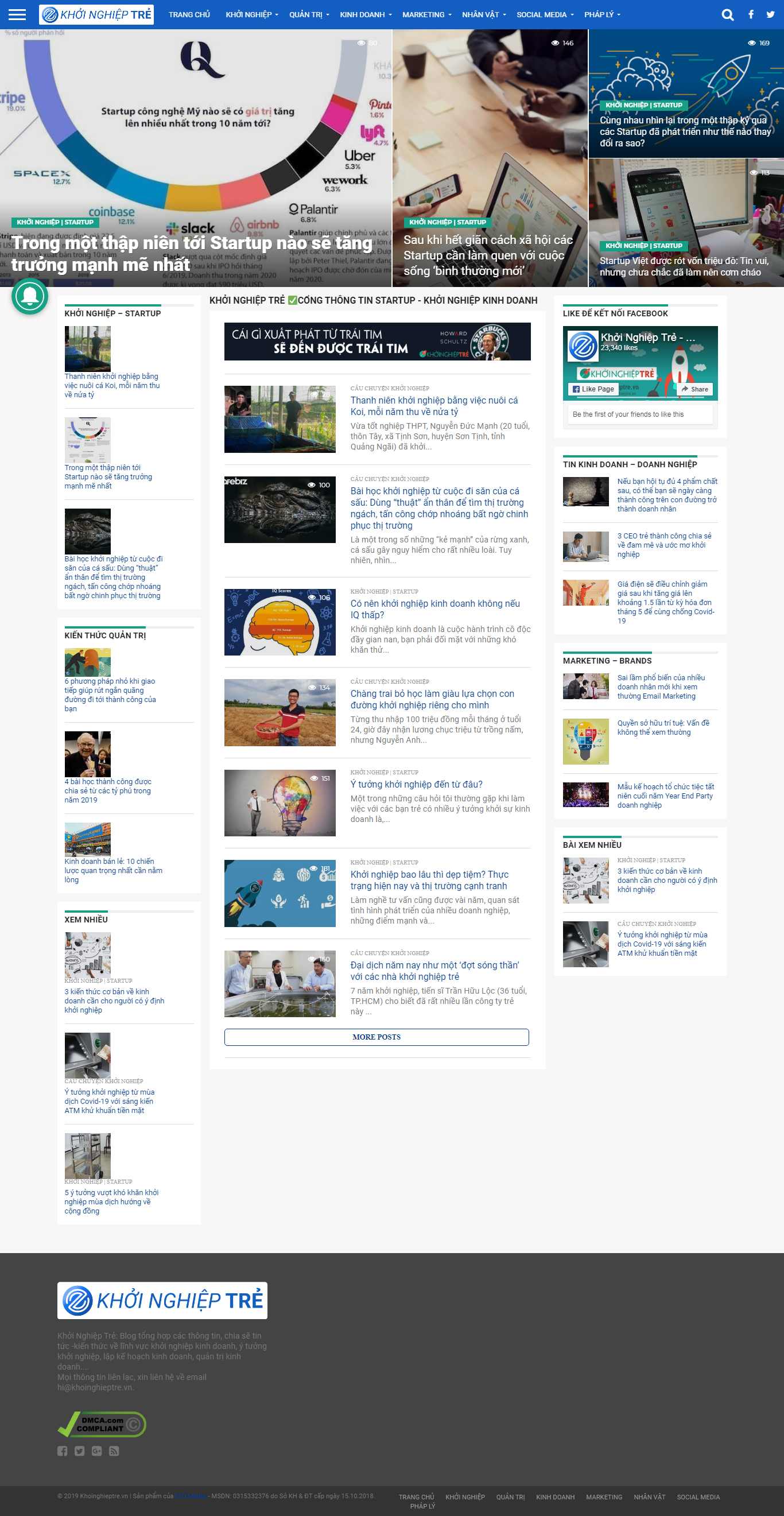 Thiết kế Web khởi nghiệp khoinghieptre.vn