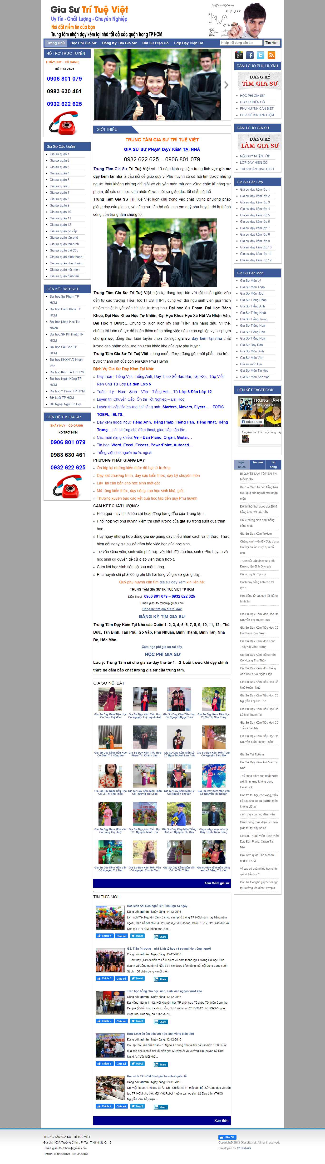 Thiết kế Web trung tâm gia sư giasuttv.net