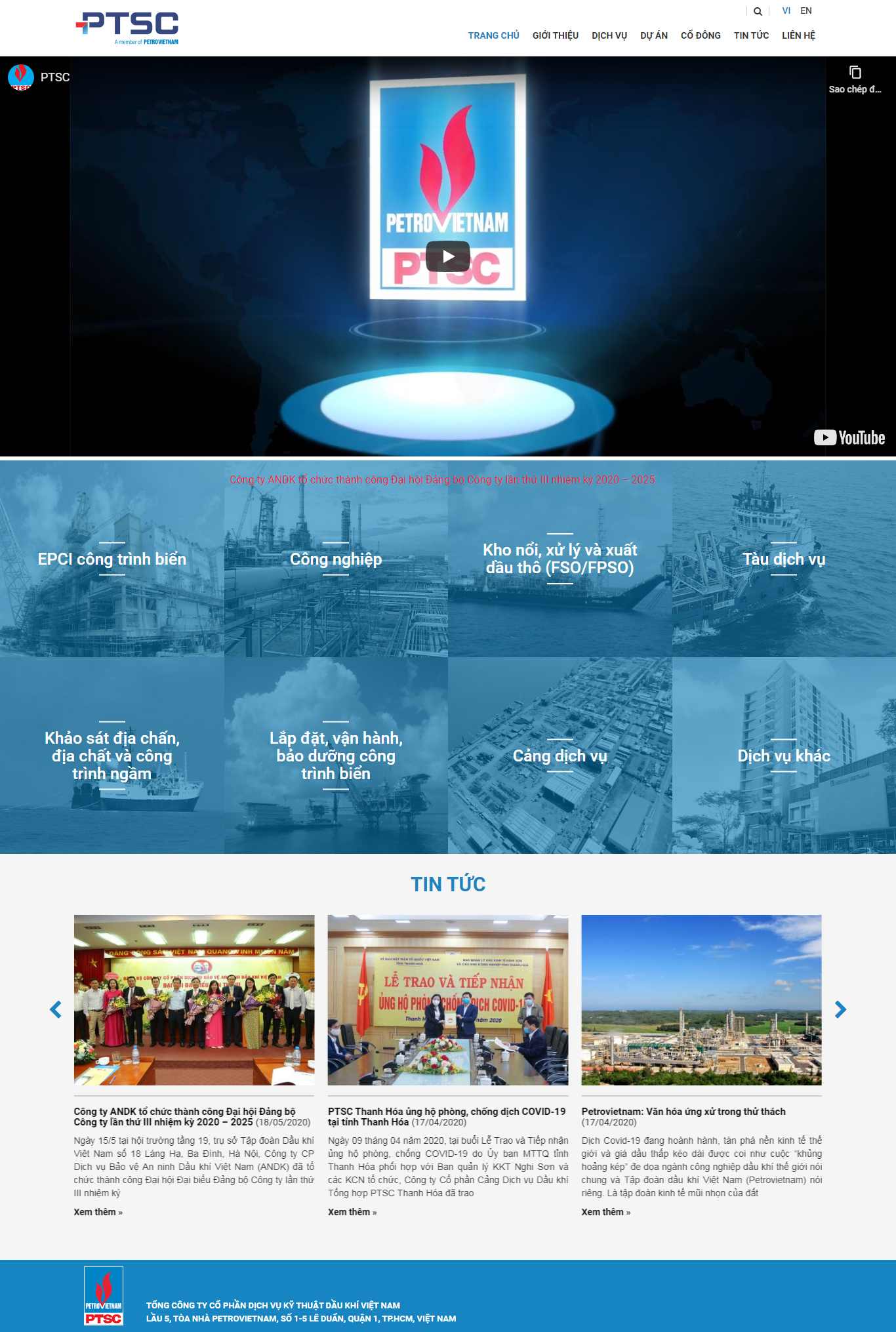 Thiết kế Web dầu khí ptsc.com.vn