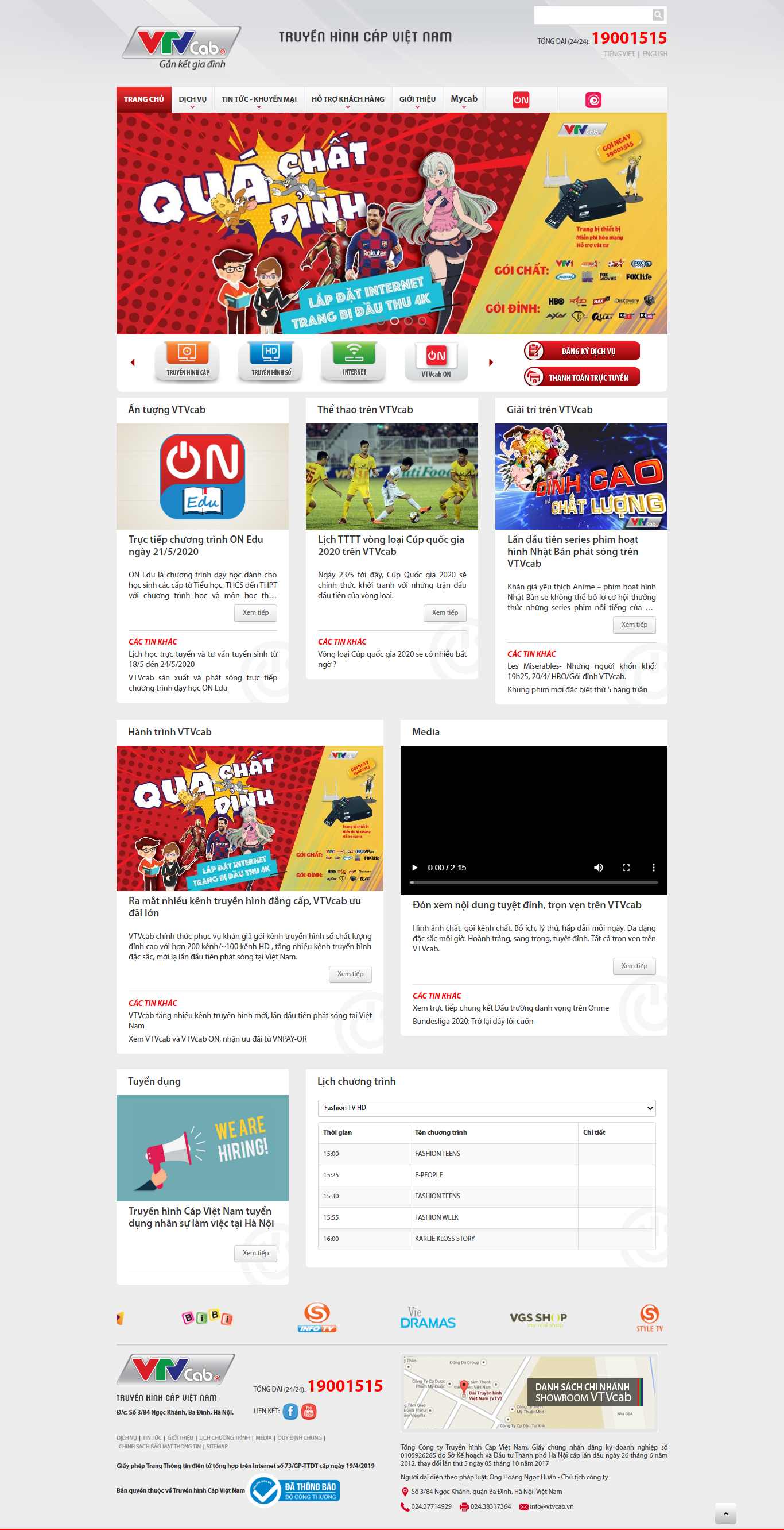 Thiết kế Web truyền hình dichvu.vtvcab.vn