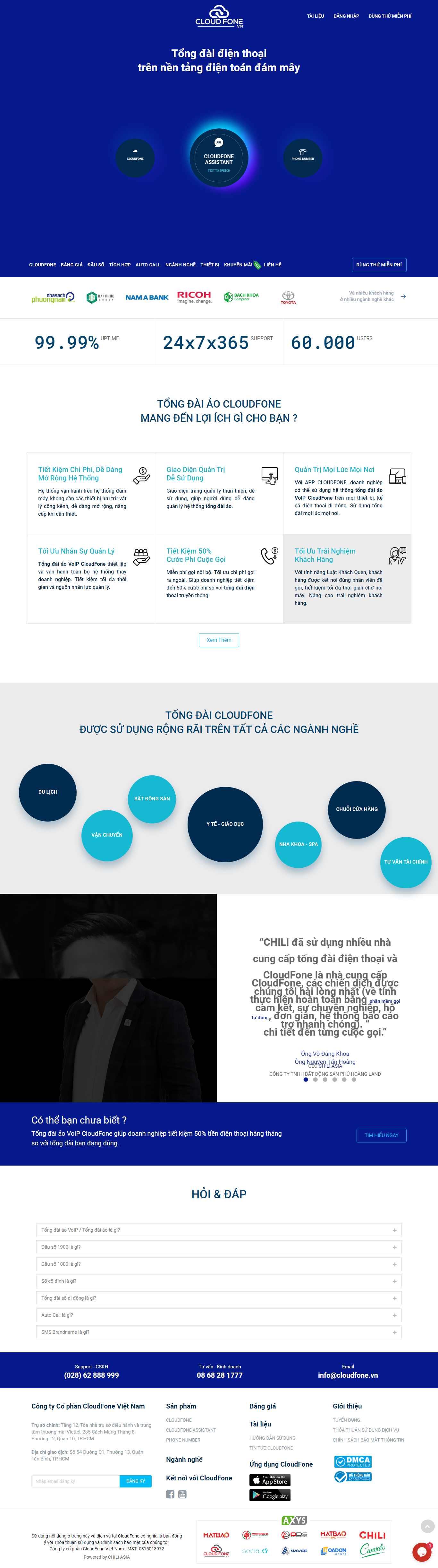Thiết kế Web lắp đặt tổng đài cloudfone.vn