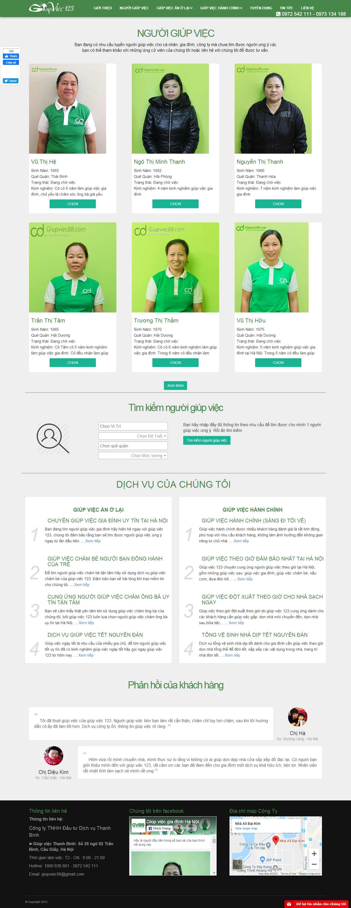 Thiết kế Web dịch vụ giúp việc giupviec123.net