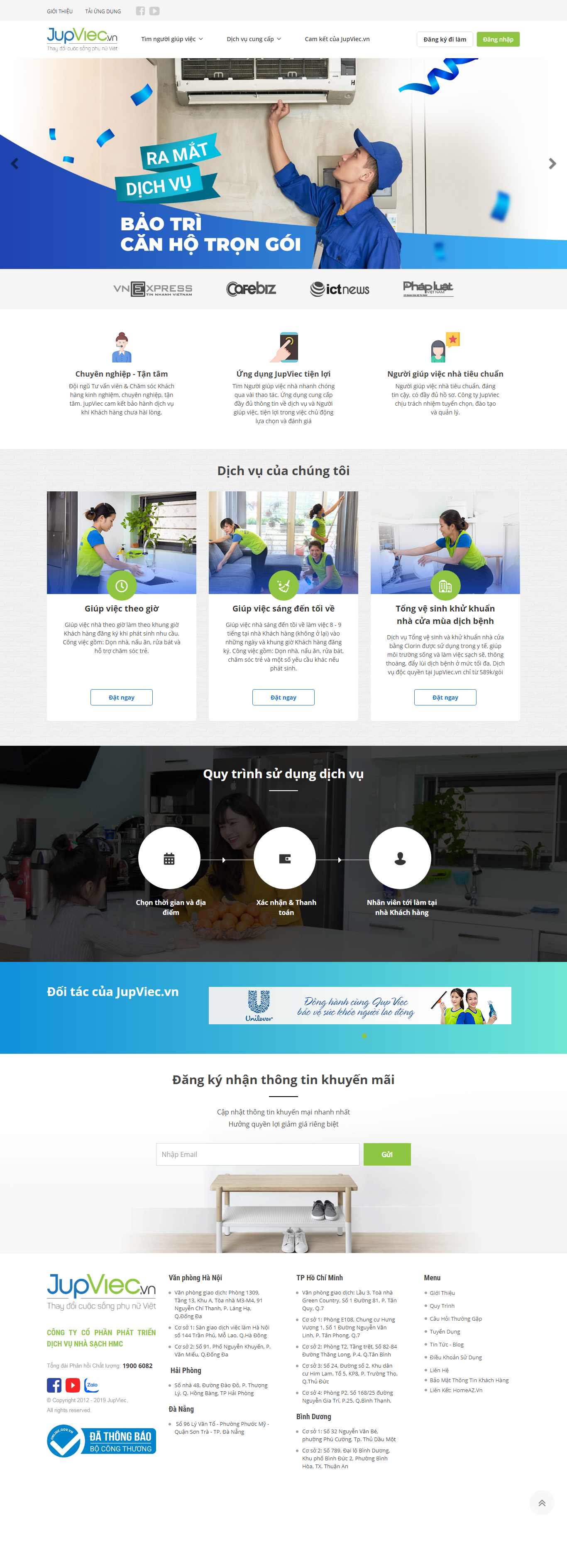 Thiết kế Web dịch vụ giúp việc jupviec.vn