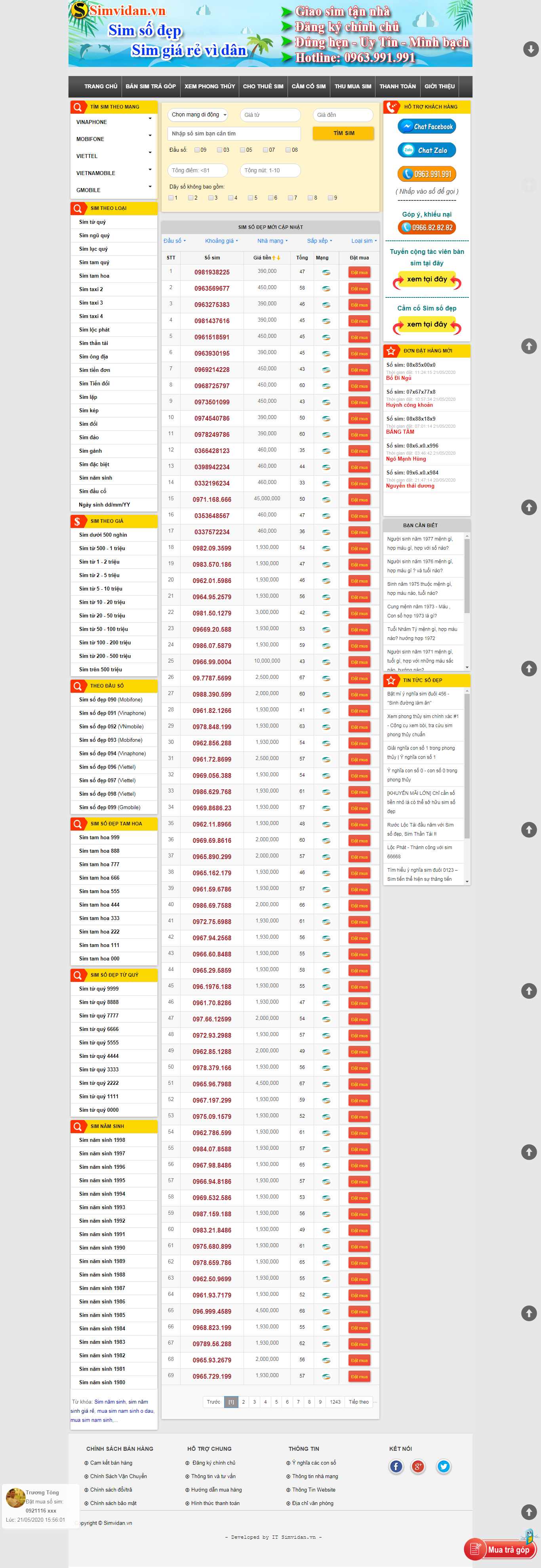 Thiết kế Web sim số simvidan.vn