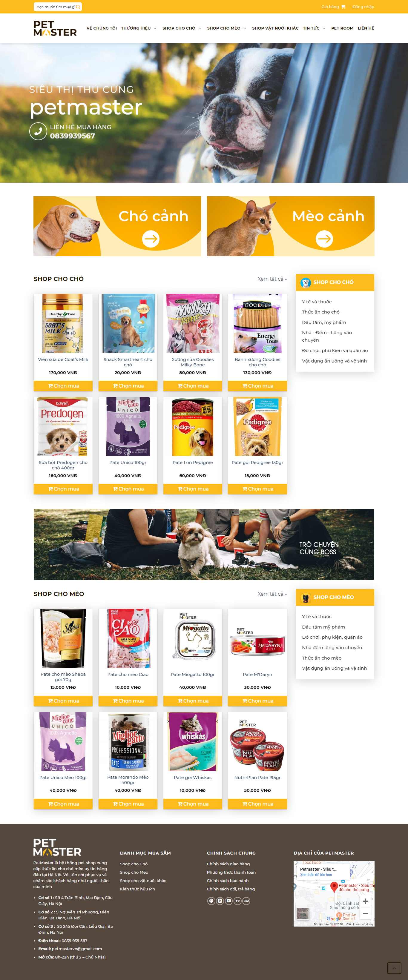 Thiết kế Web tốt nhất hà nội petmaster.vn