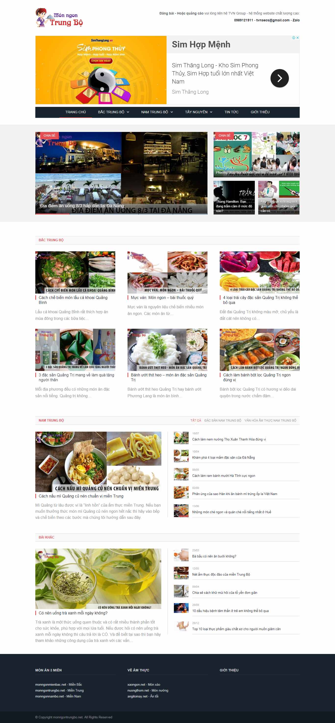 Thiết kế Web miền trung monngontrungbo.net