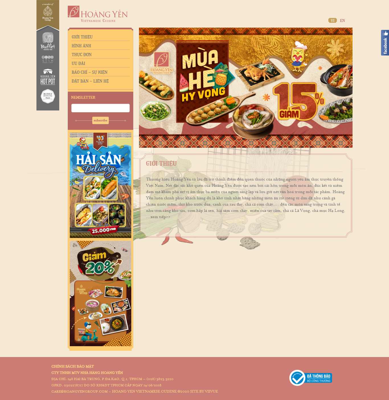 Thiết kế Web ngôi sao hoangyencuisine.com