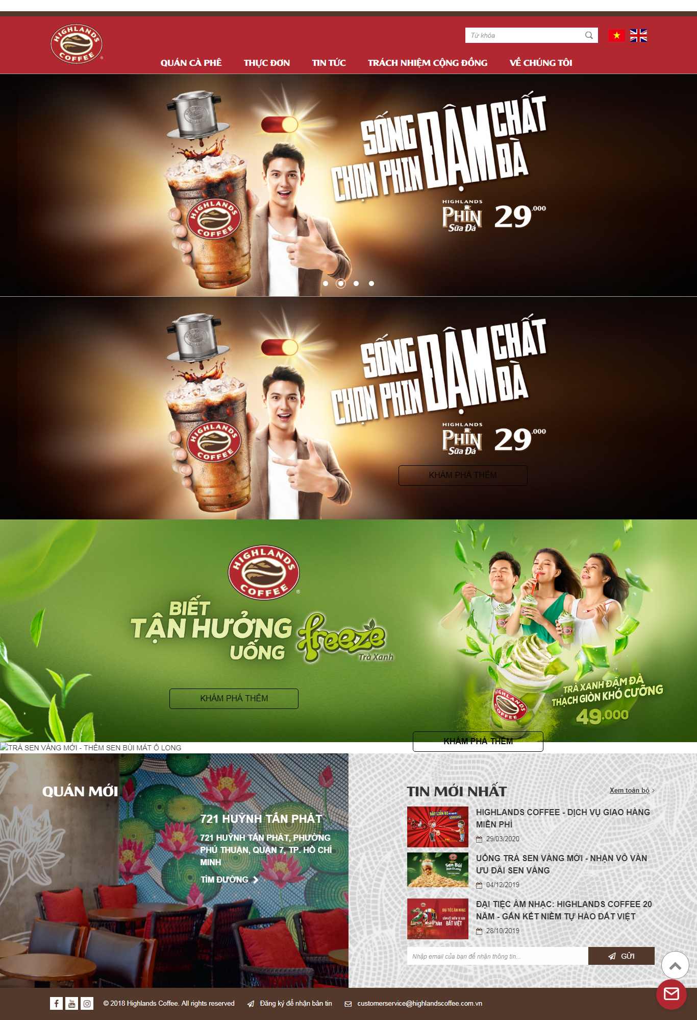 Thiết kế Web cafef highlandscoffee.com.vn