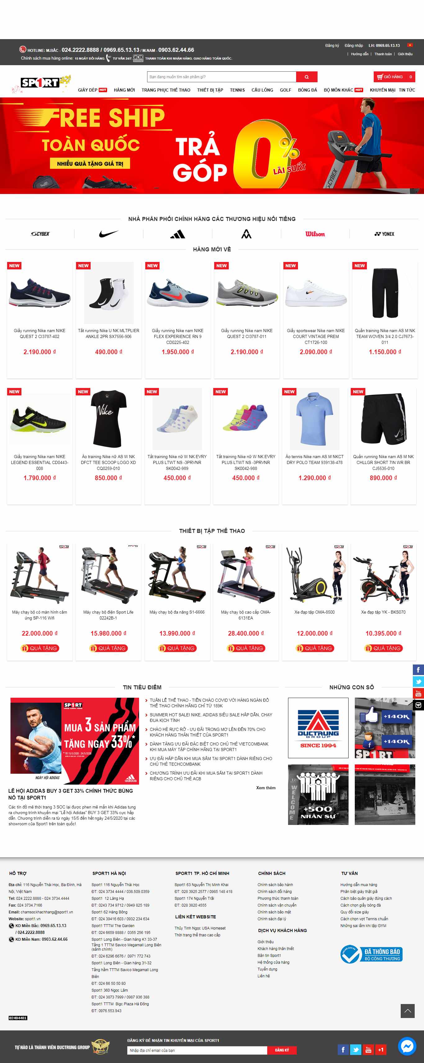 Thiết kế Web đồ thể thao sport1.vn