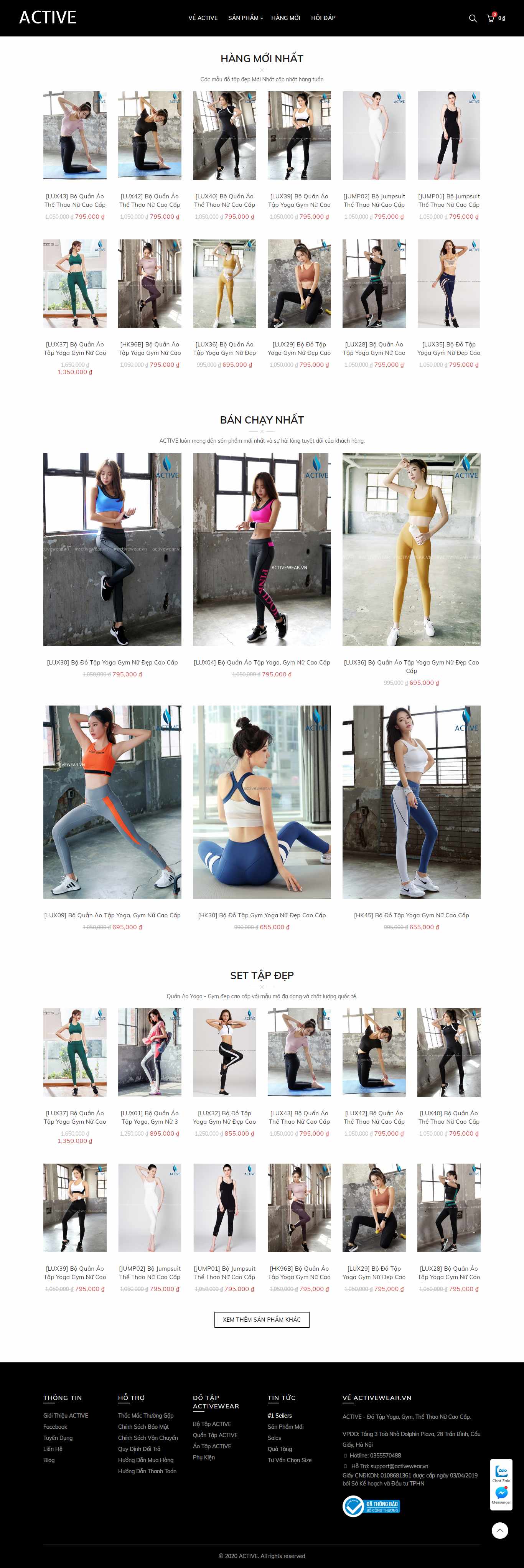 Thiết kế Web đồ thể thao activewear.vn