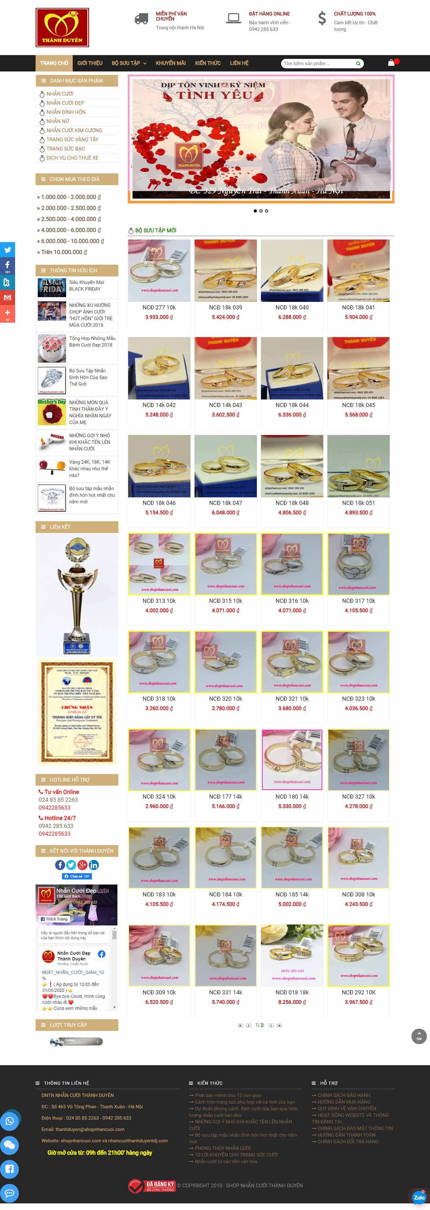 Thiết kế Web đồ trang sức shopnhancuoi.com