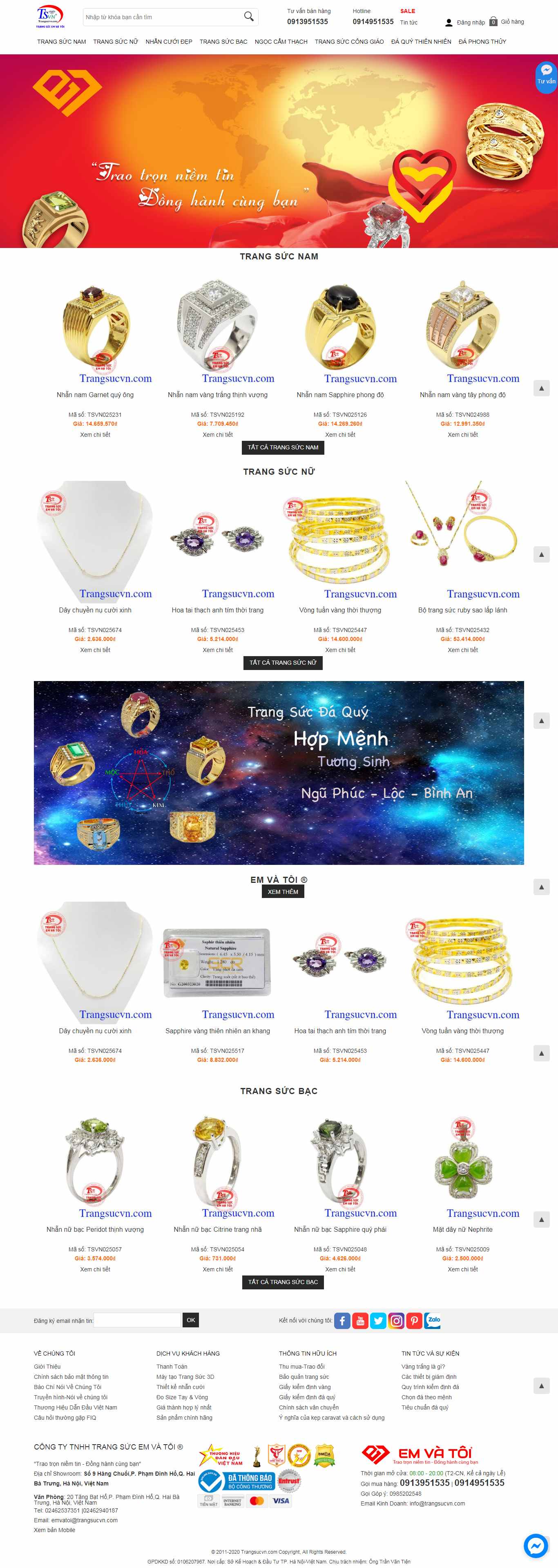 Thiết kế Web đồ trang sức trangsucvn.com