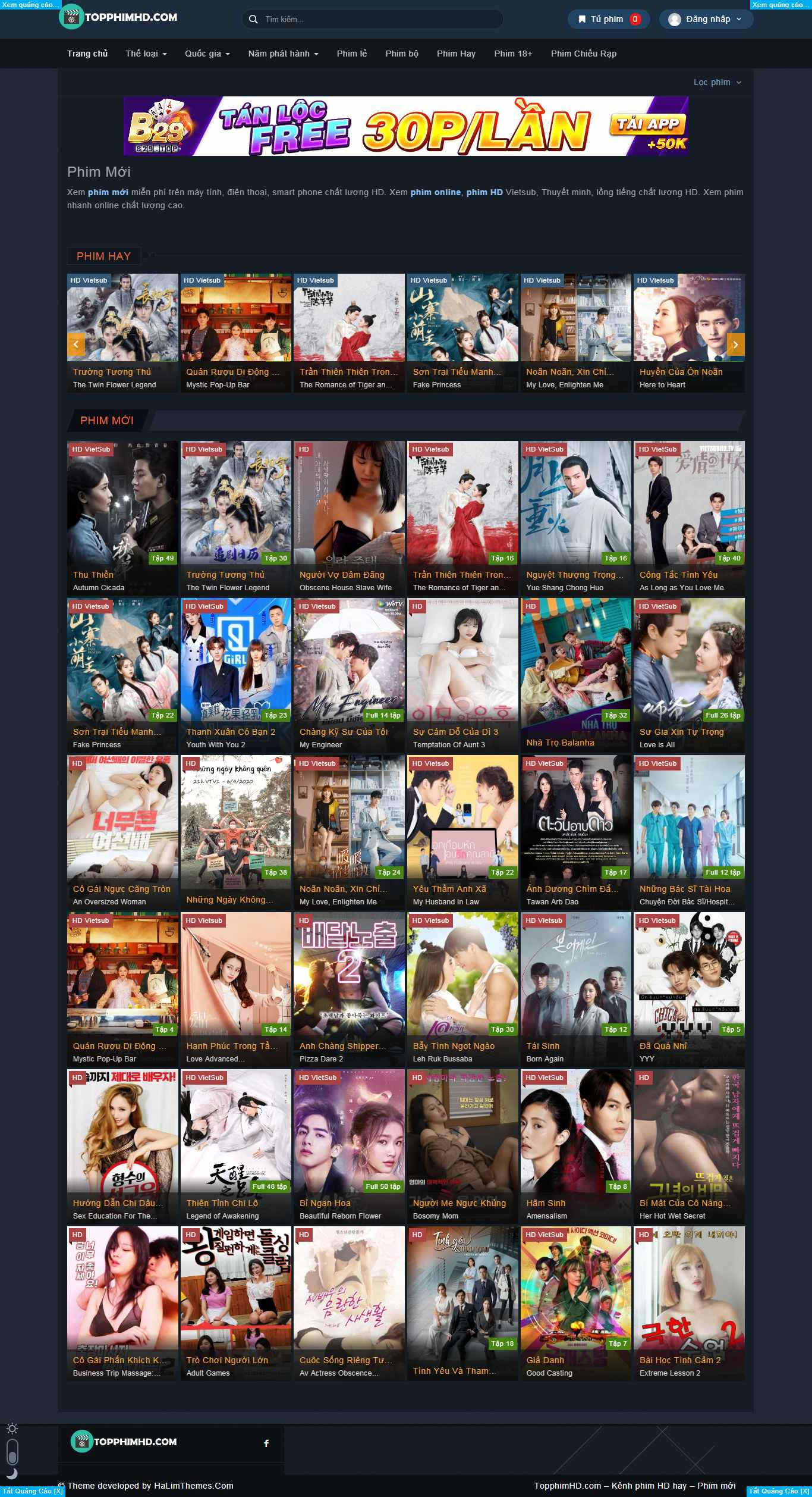 Thiết kế Web tìm phim rạp topphimhd.com