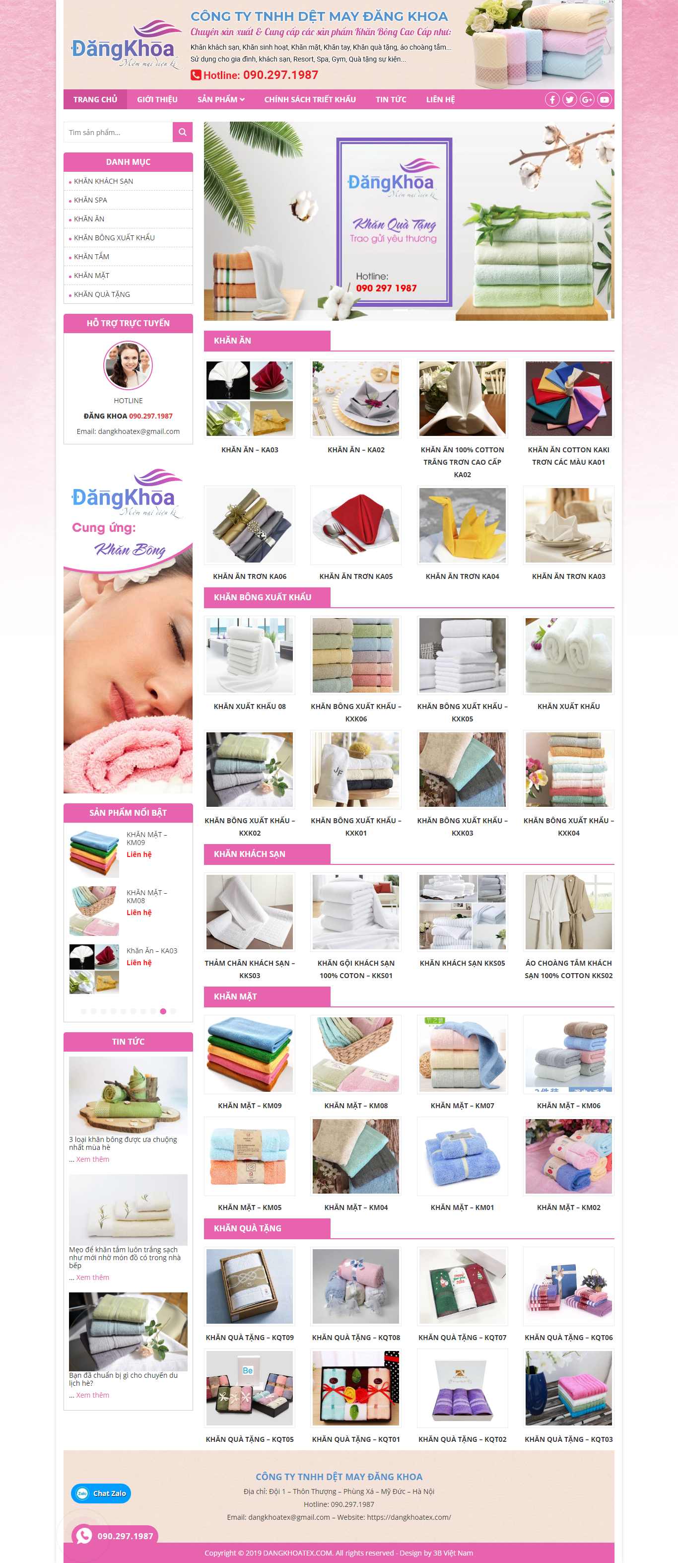 Thiết kế Web đồng phục dangkhoatex.com