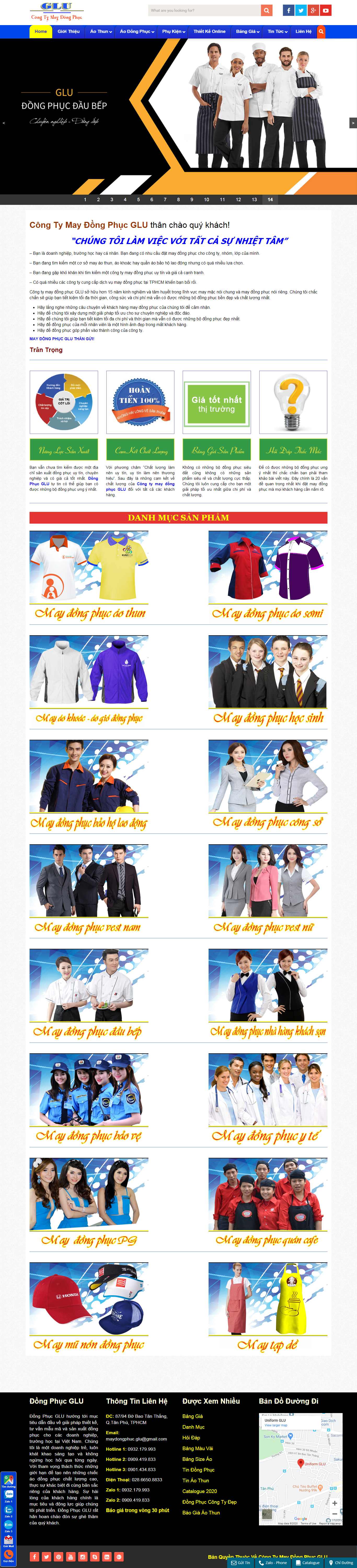 Thiết kế Web đồng phục maydongphucglu.com