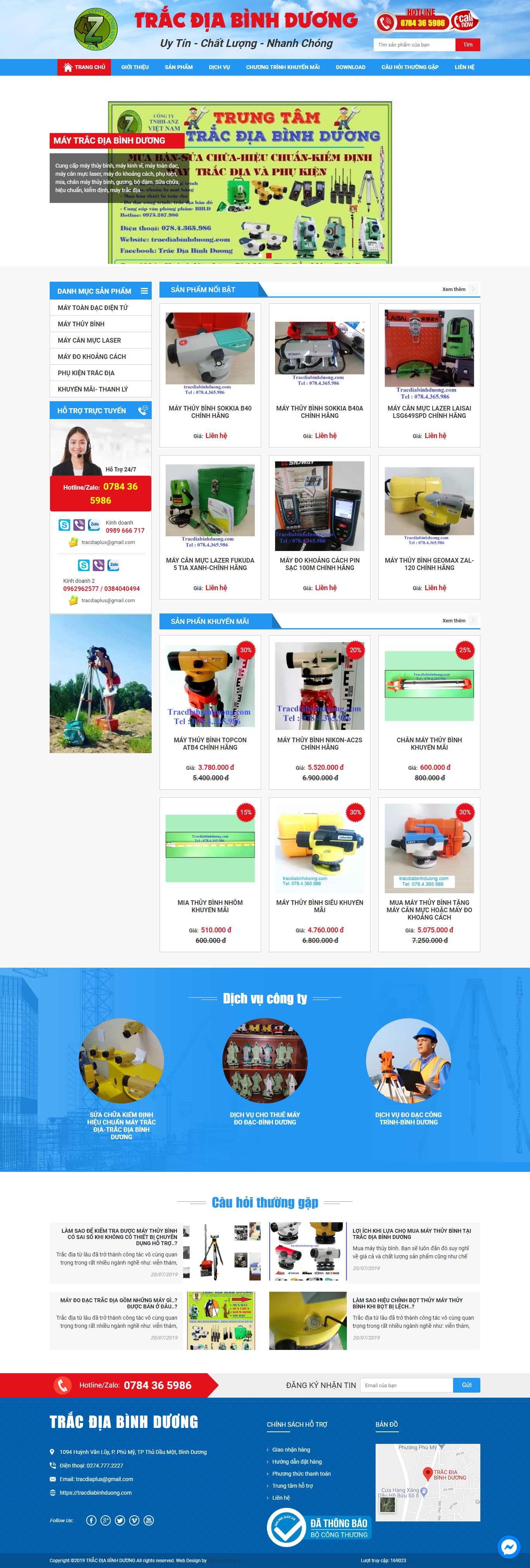 Thiết kế Web đồ trắc địa tracdiabinhduong.com