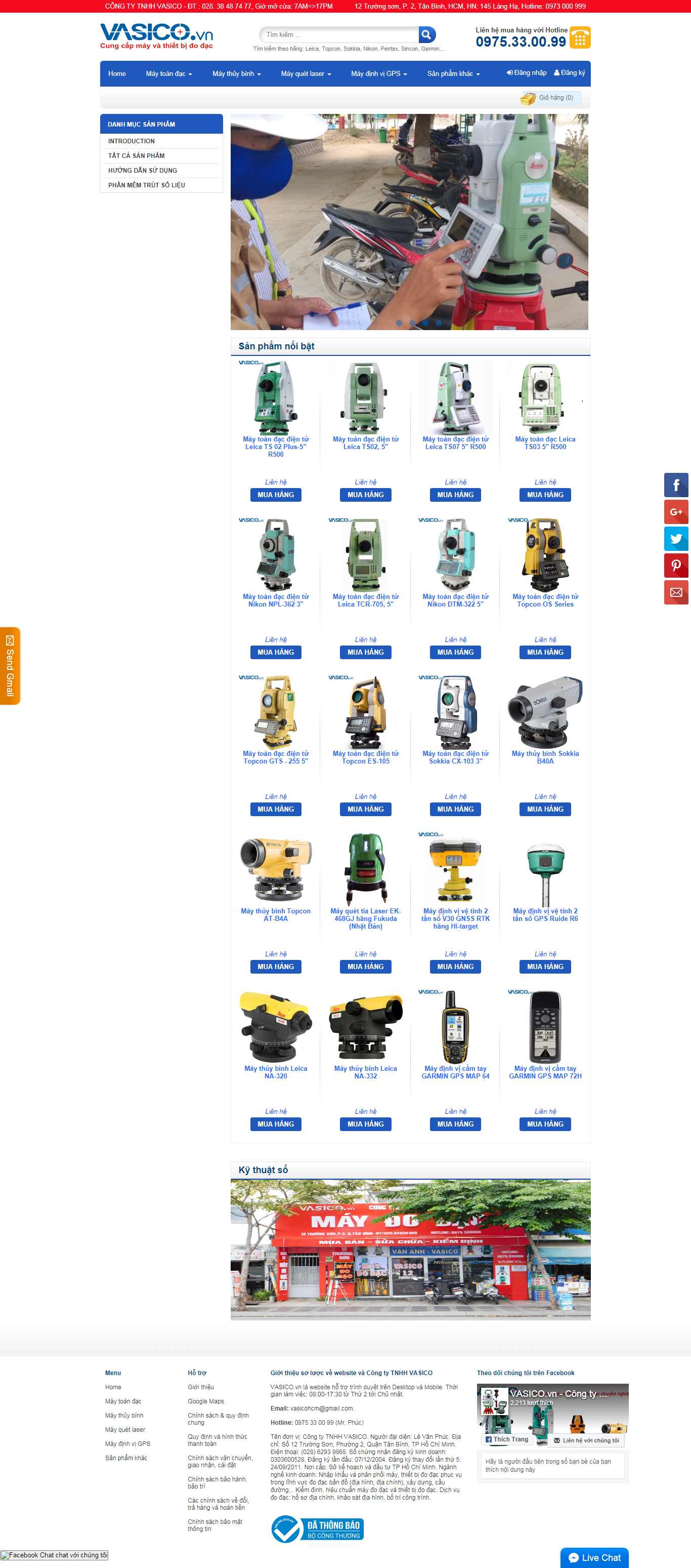 Thiết kế Web đồ trắc địa vasico.vn
