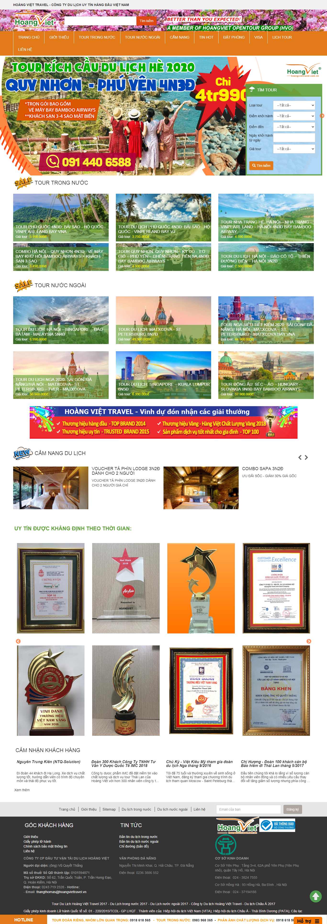 Thiết kế Web đặt tour hoangviettravel.com.vn