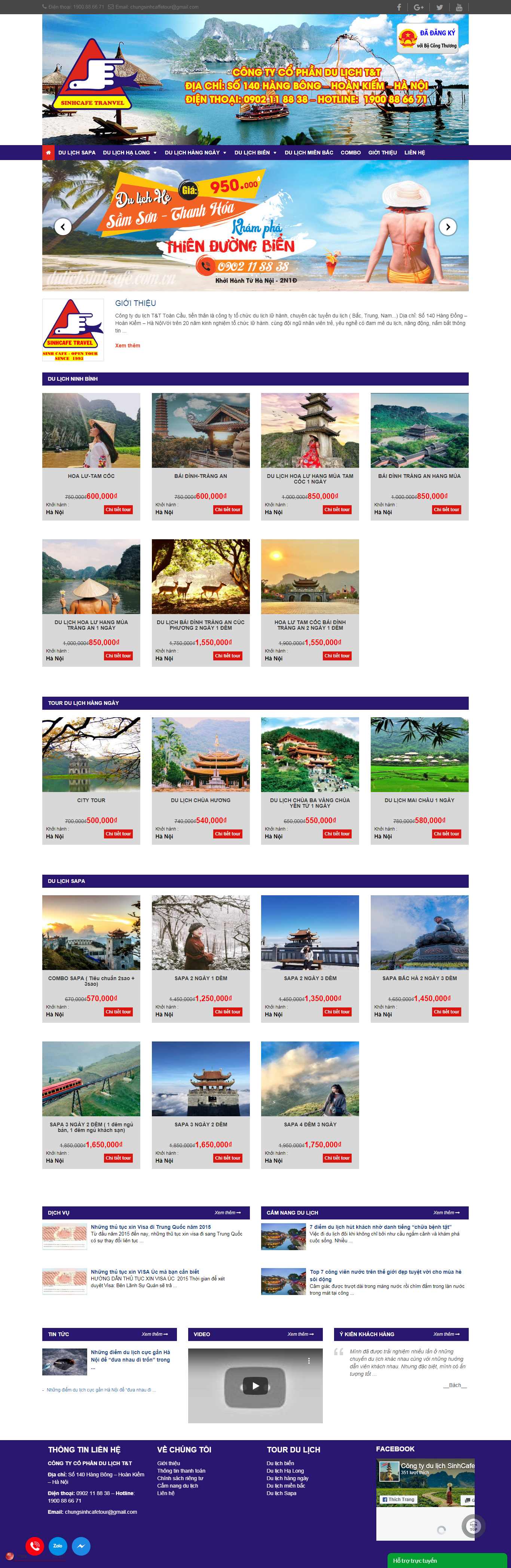 Thiết kế Web ninh bình dulichsinhcafe.com.vn