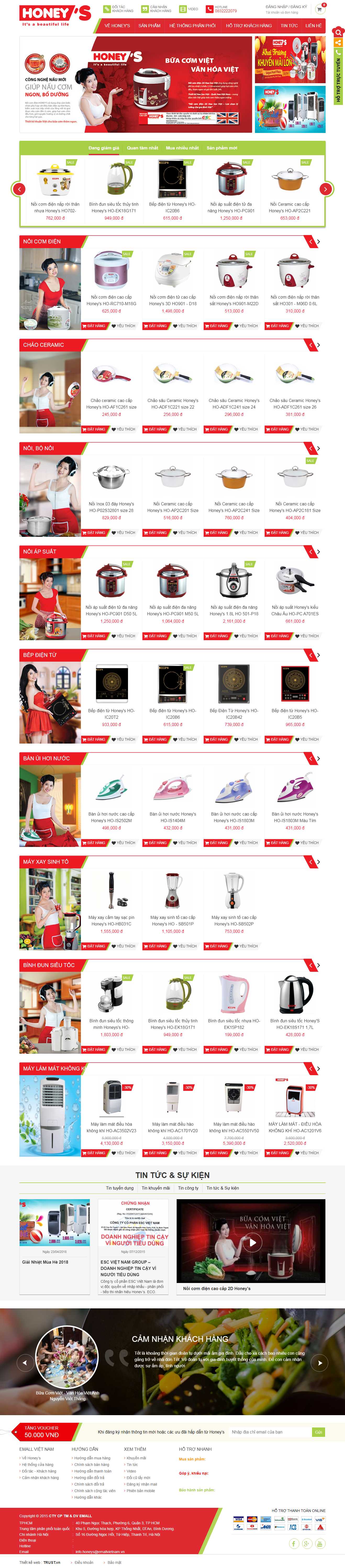 Thiết kế Web điện gia dụng honeys.vn