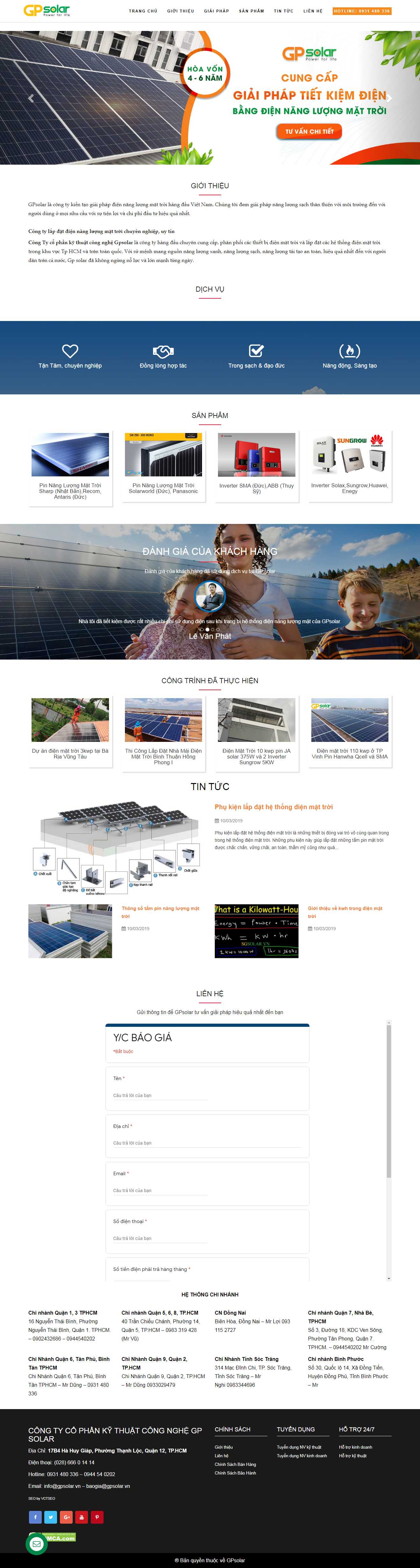 Thiết kế Web điện mặt trời gpsolar.vn