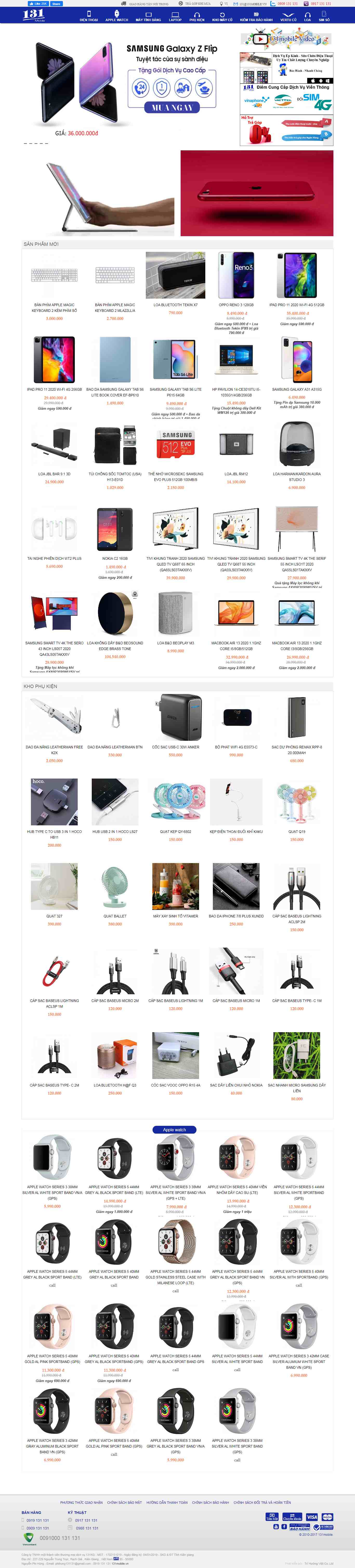 Thiết kế Web điện thoại 131mobile.vn