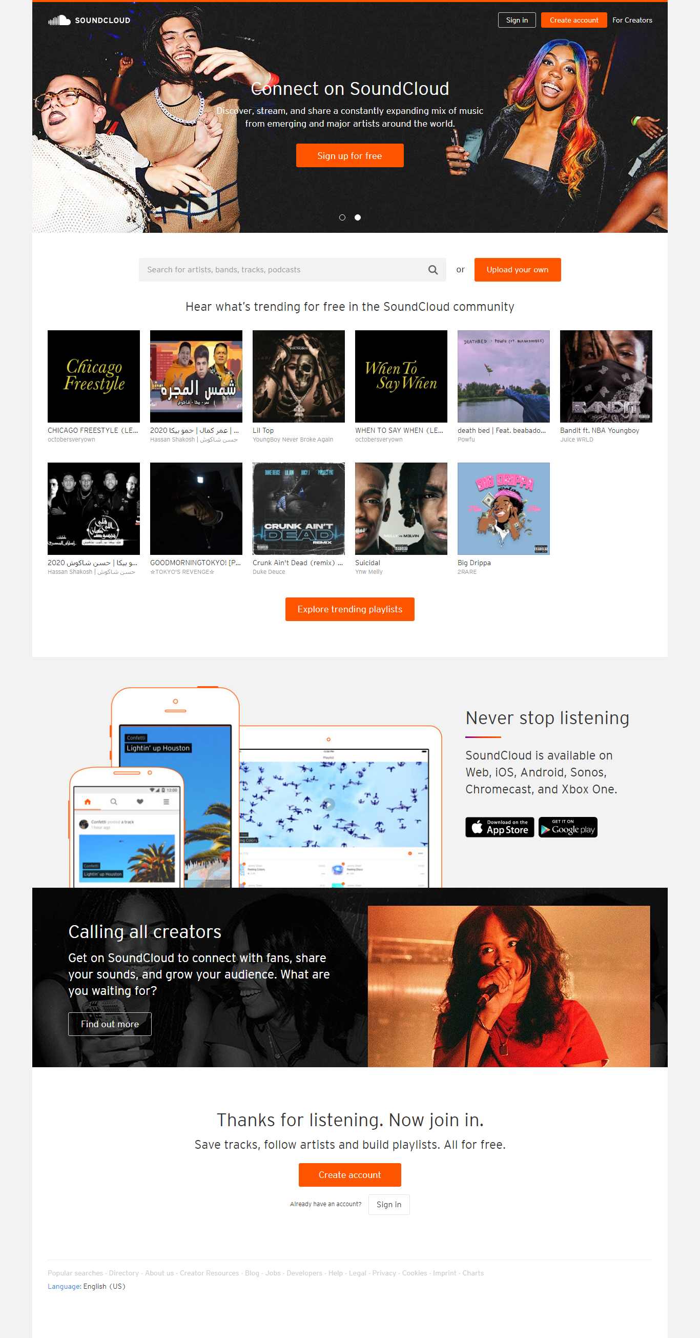 Thiết kế Web âm nhạc soundcloud.com