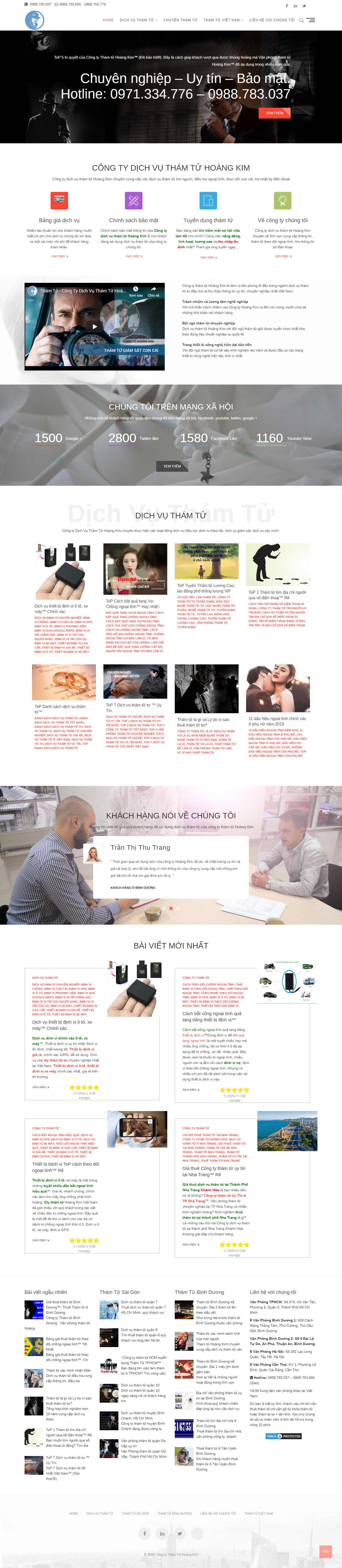 Thiết kế Web an ninh - thám tử - bảo vệ thamtuhoangkim.com