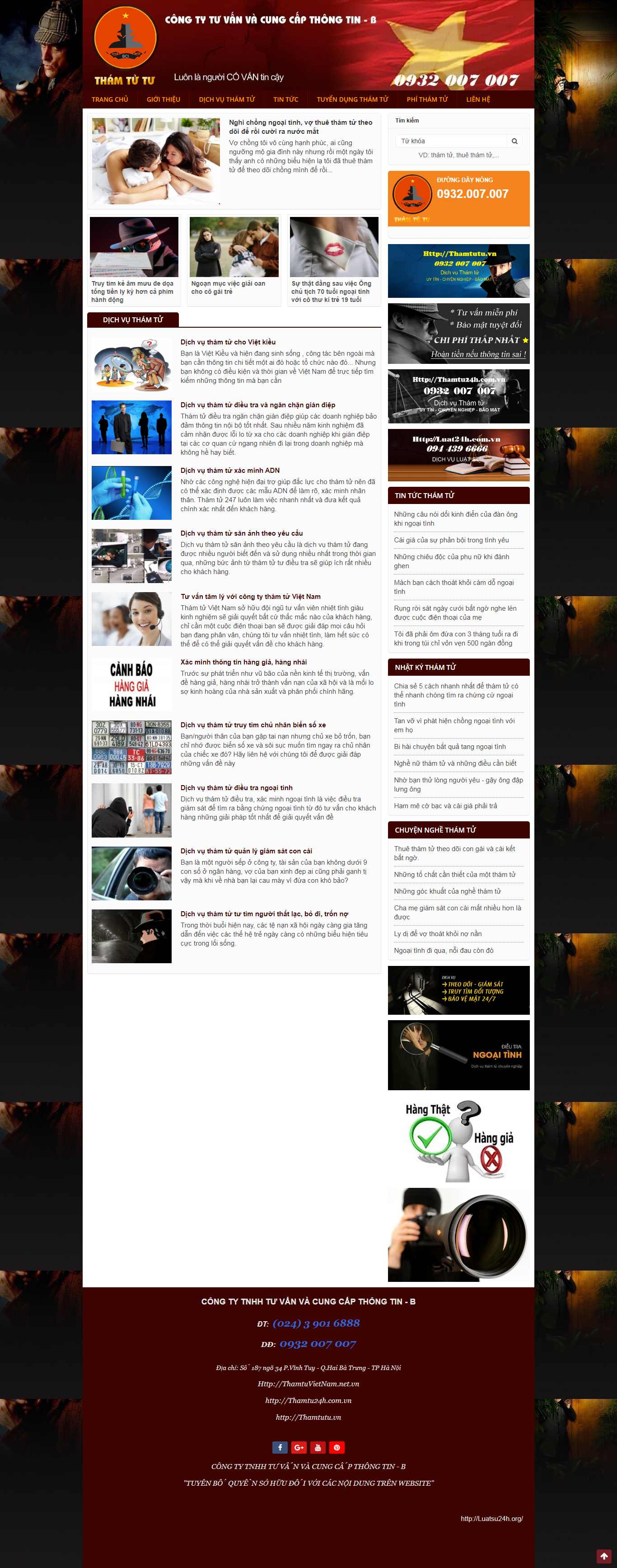 Thiết kế Web an ninh - thám tử - bảo vệ thamtuvietnam.net.vn