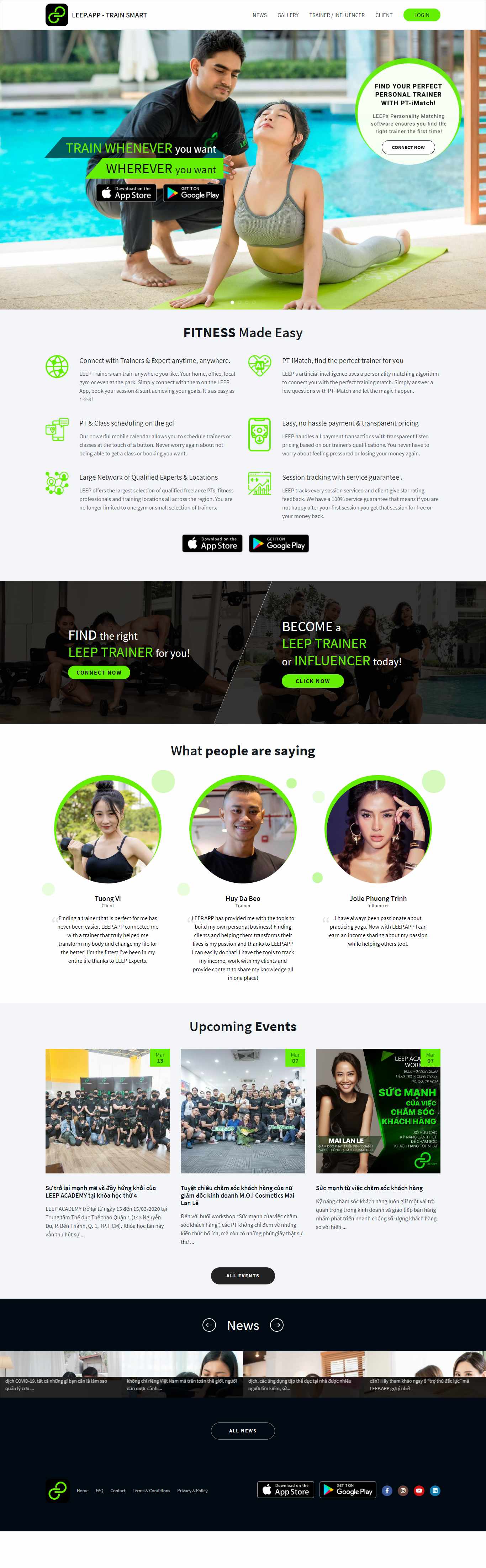 Thiết kế Web app ứng dụng leep.app