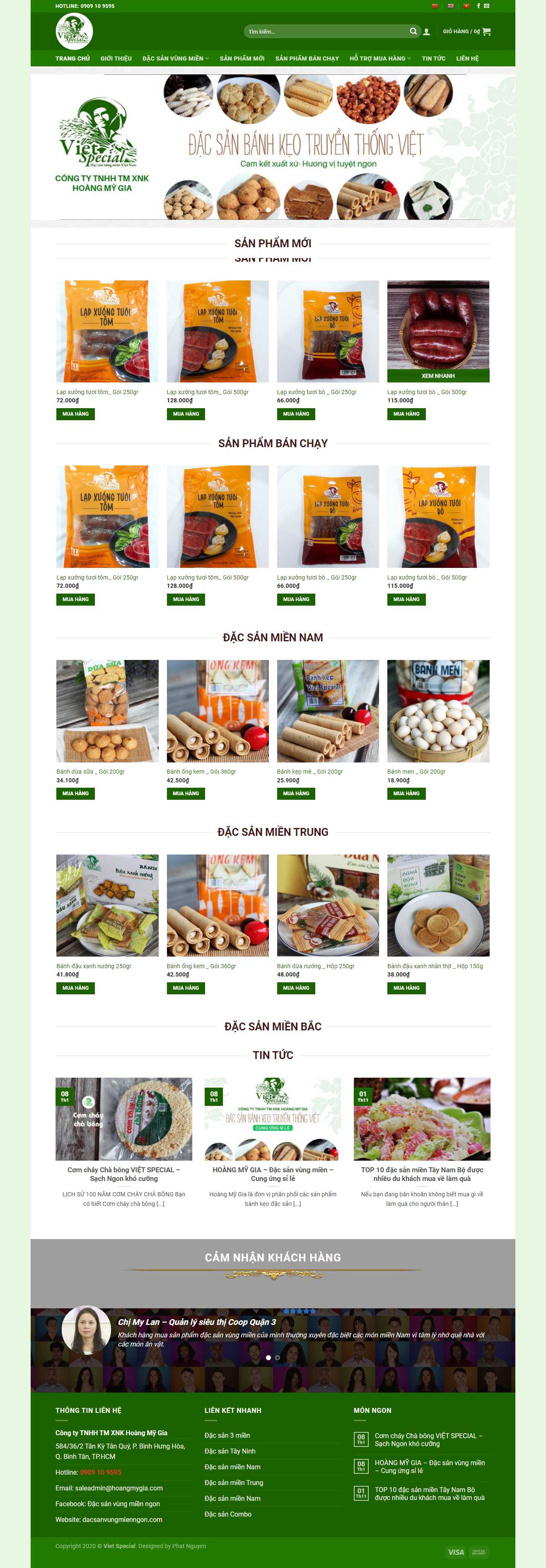Thiết kế Web bán đặc sản dacsanvungmienngon.com