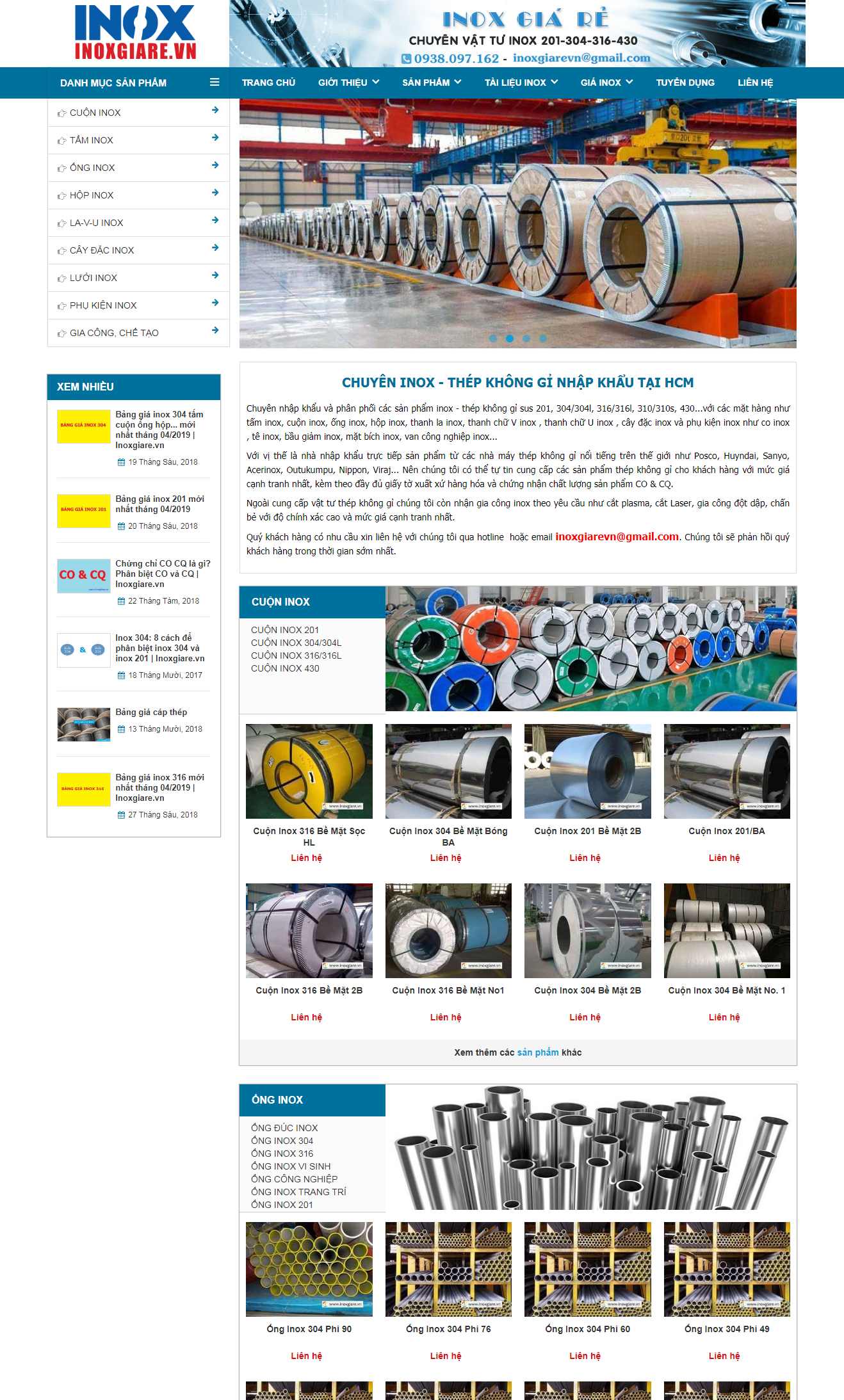 Thiết kế Web bán inox inoxgiare.vn