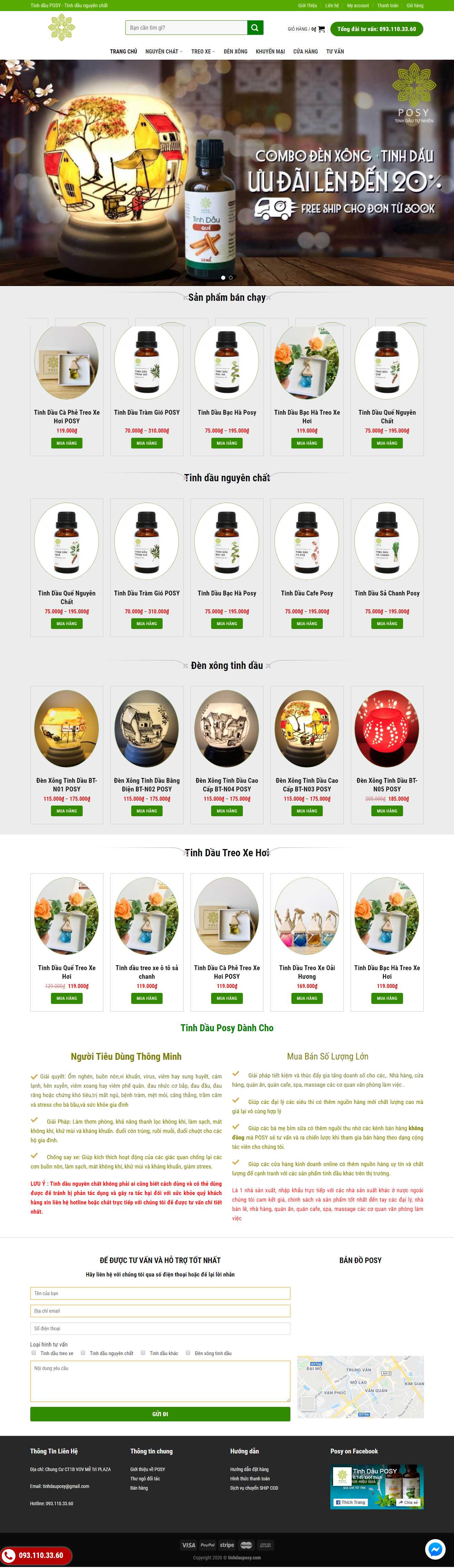 Thiết kế Web bán tinh dầu tinhdauposy.com