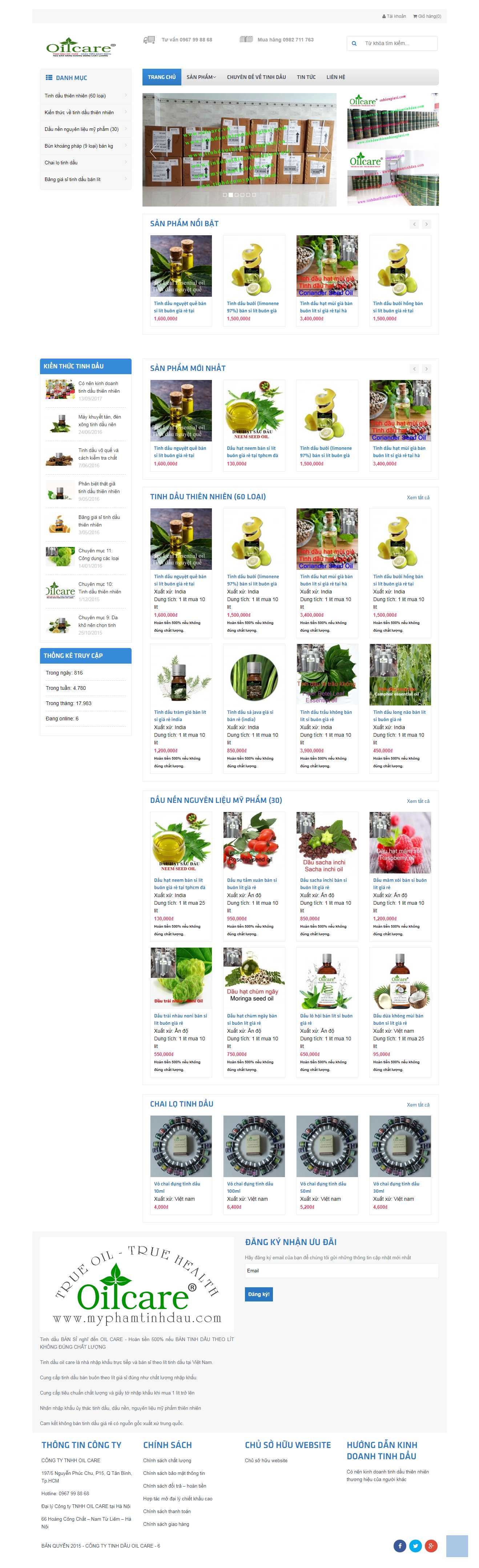 Thiết kế Web bán tinh dầu tinhdauthiennhiengiasi.com