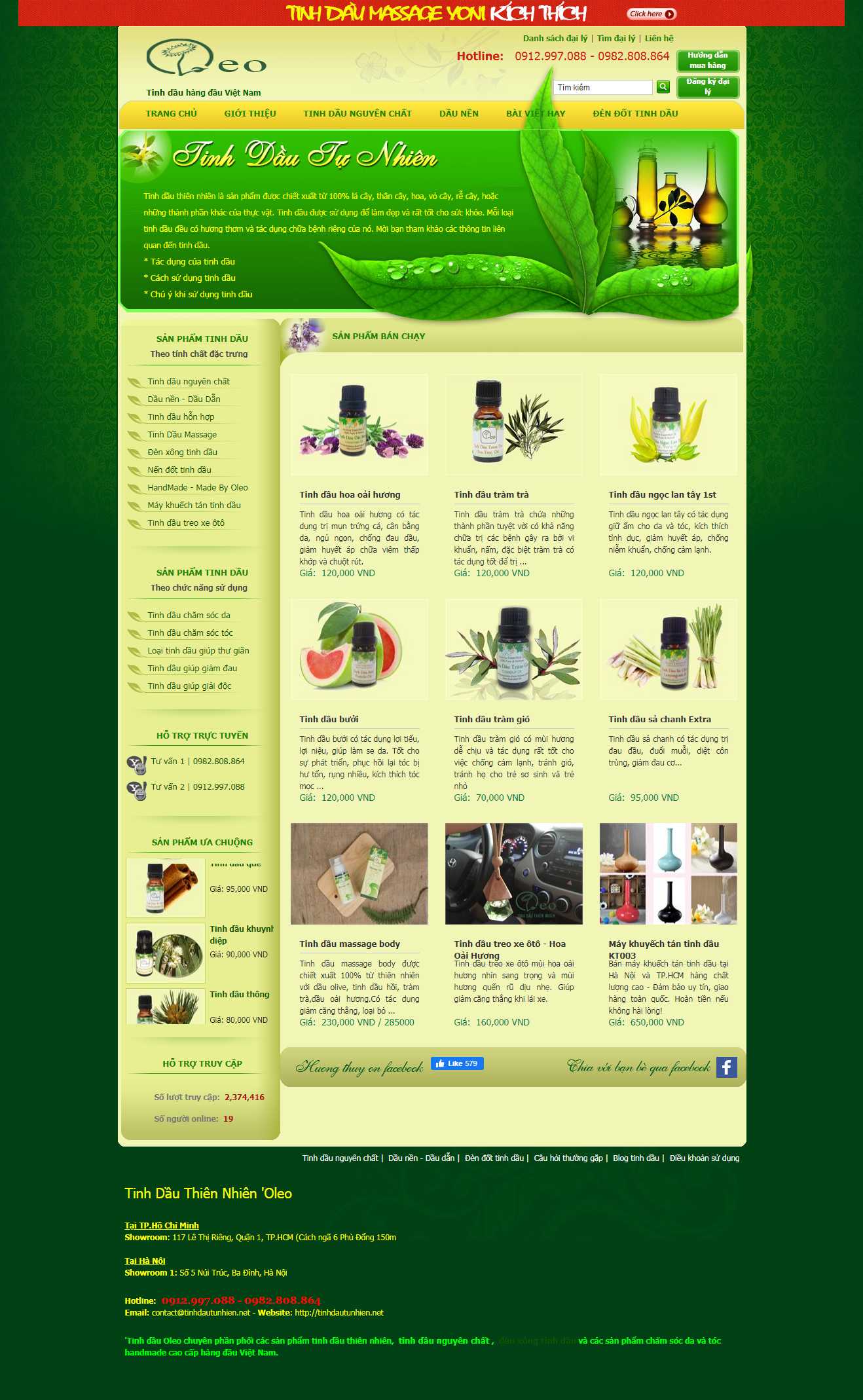 Thiết kế Web bán tinh dầu tinhdautunhien.net