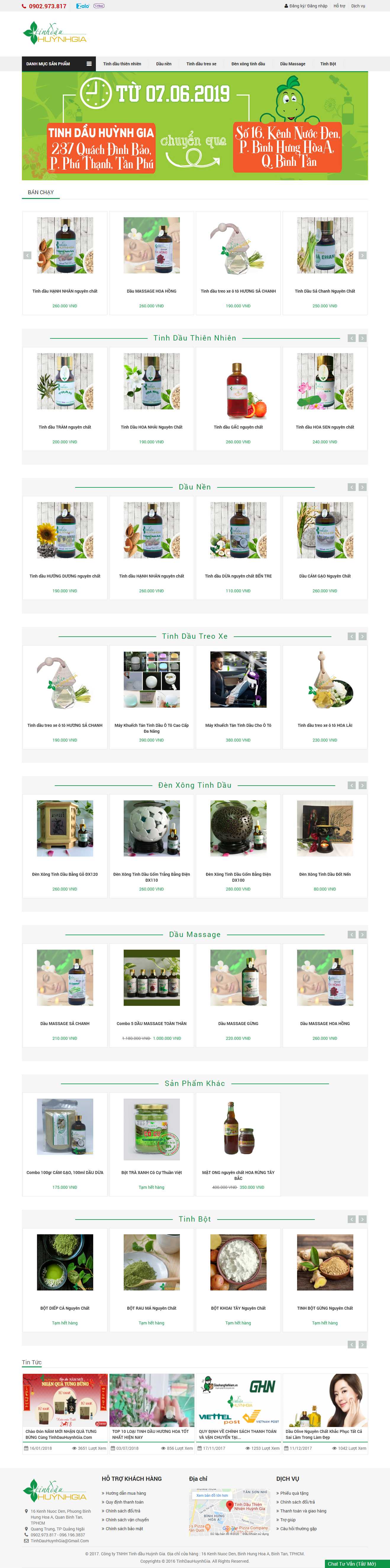Thiết kế Web bán tinh dầu tinhdauhuynhgia.com